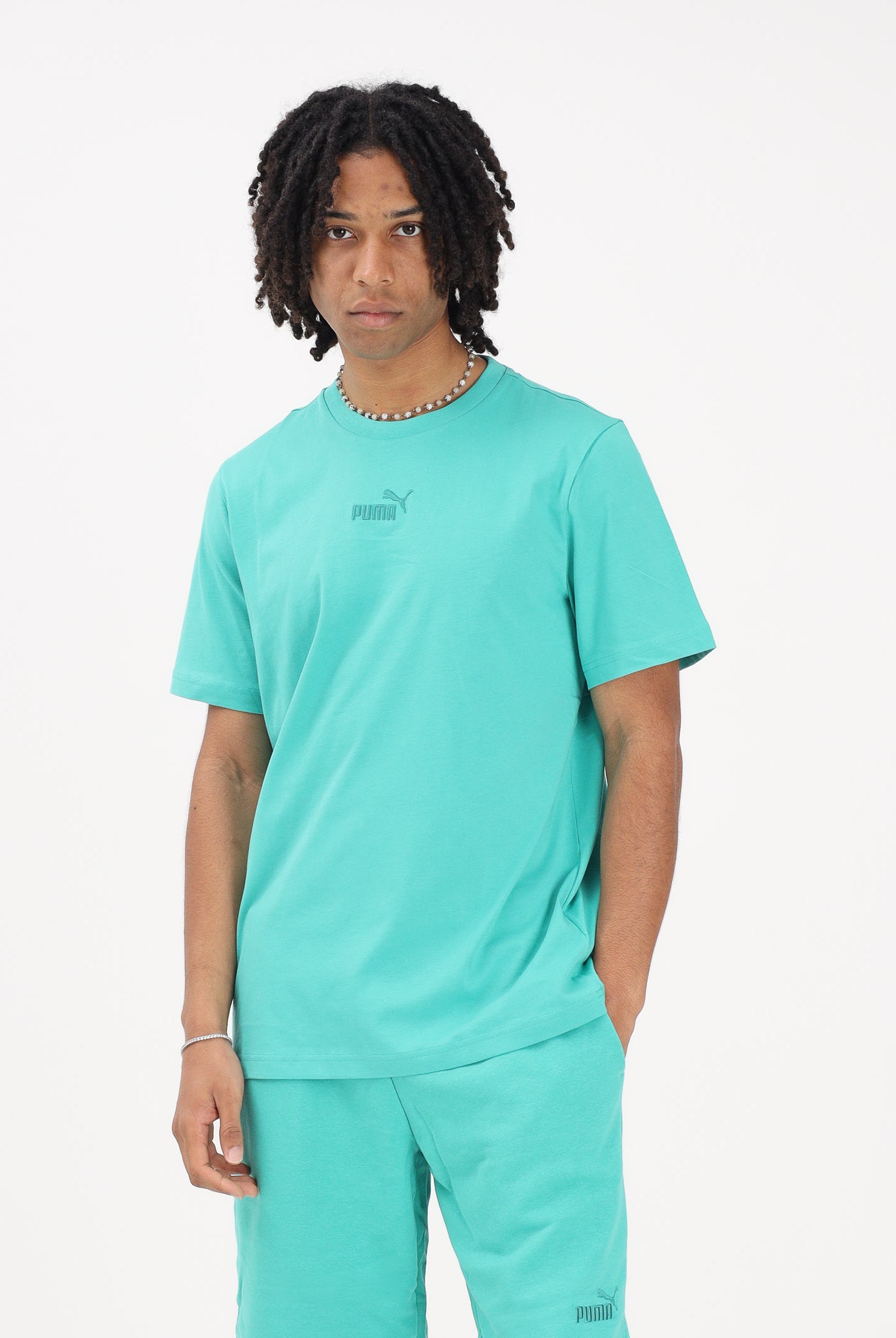PUMA T-shirt a manica corta Essentials verde acqua da uomo 692912 40 PUMA