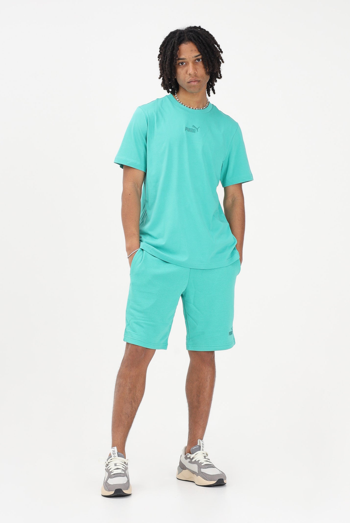 PUMA T-shirt a manica corta Essentials verde acqua da uomo 692912 40 PUMA