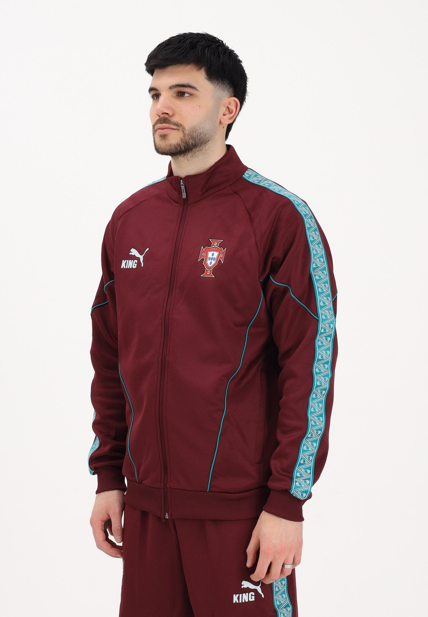 PUMA Felpa con zip Portogallo KING Anthem bordeaux da uomo 784833 24 PUMA