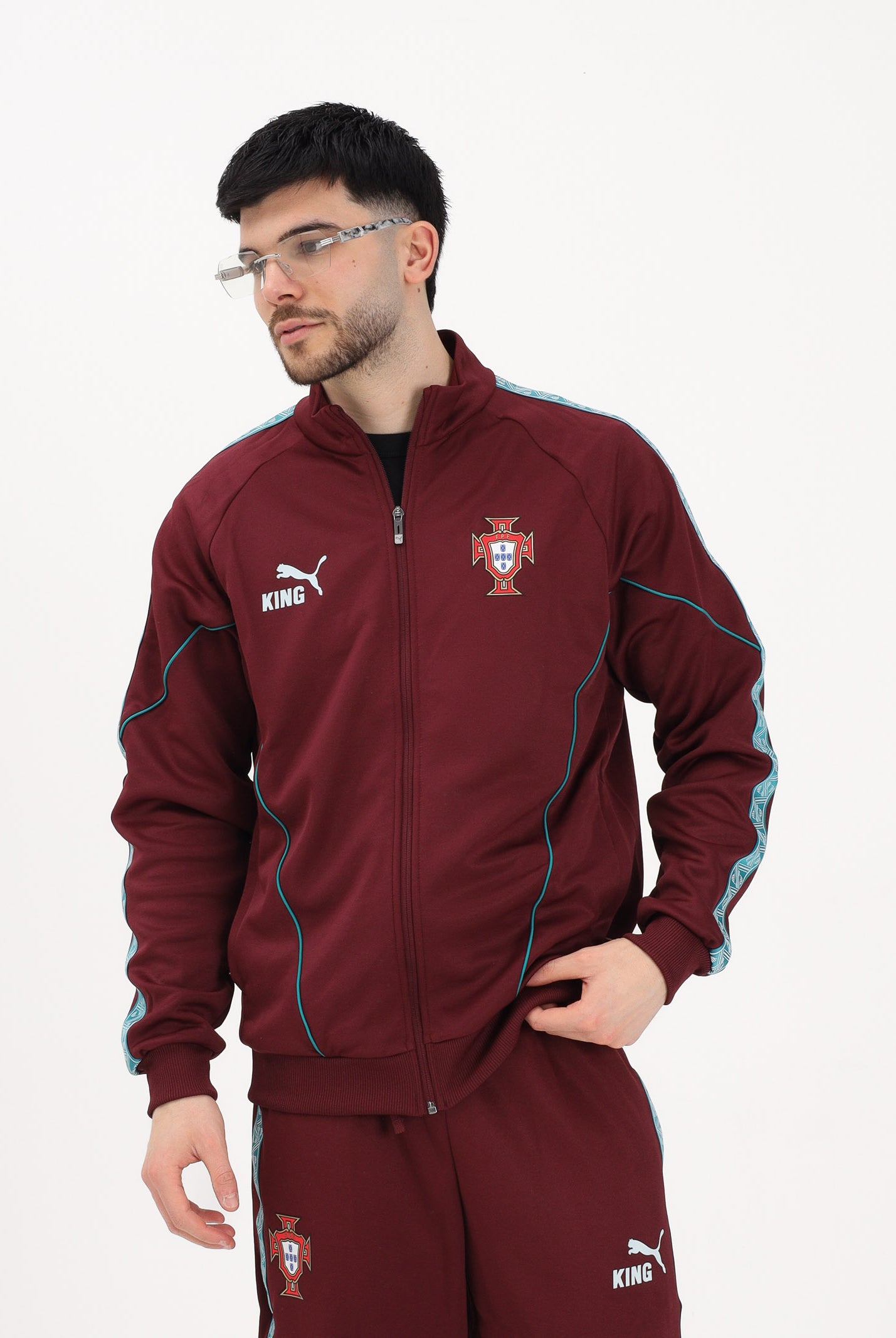 PUMA Felpa con zip Portogallo KING Anthem bordeaux da uomo 784833 24 PUMA