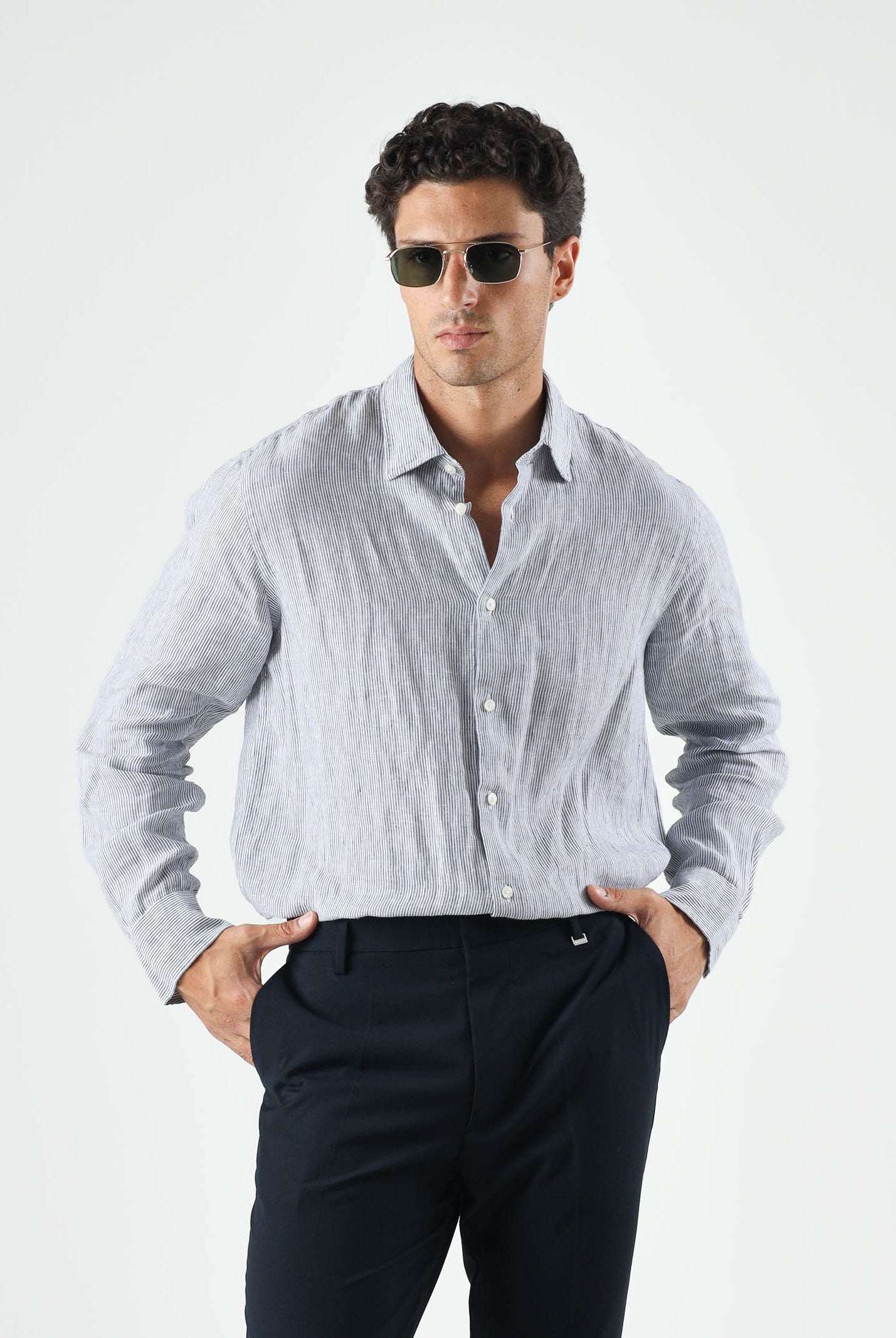 SELECTED HOMME Camicia KYLIAN acqua grey verde chiaro da uomo<BR/> 16092471 ACGR SELECTED HOMME