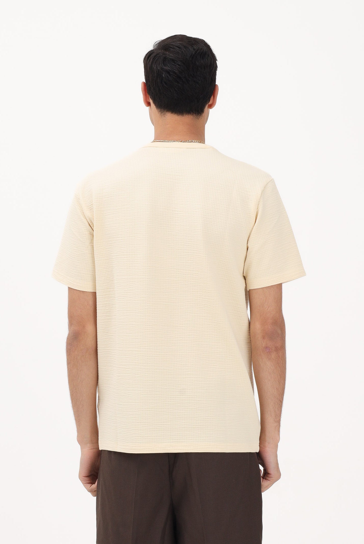 SELECTED HOMME T-shirt a manica corta crema da uomo con texture micro lavorata 16092769 AN SELECTED HOMME