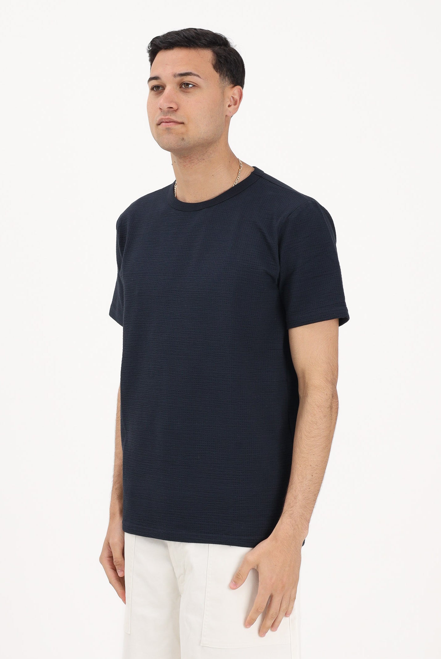 SELECTED HOMME T-shirt a manica corta blu da uomo con texture micro lavorata 16092769 SKCA SELECTED HOMME