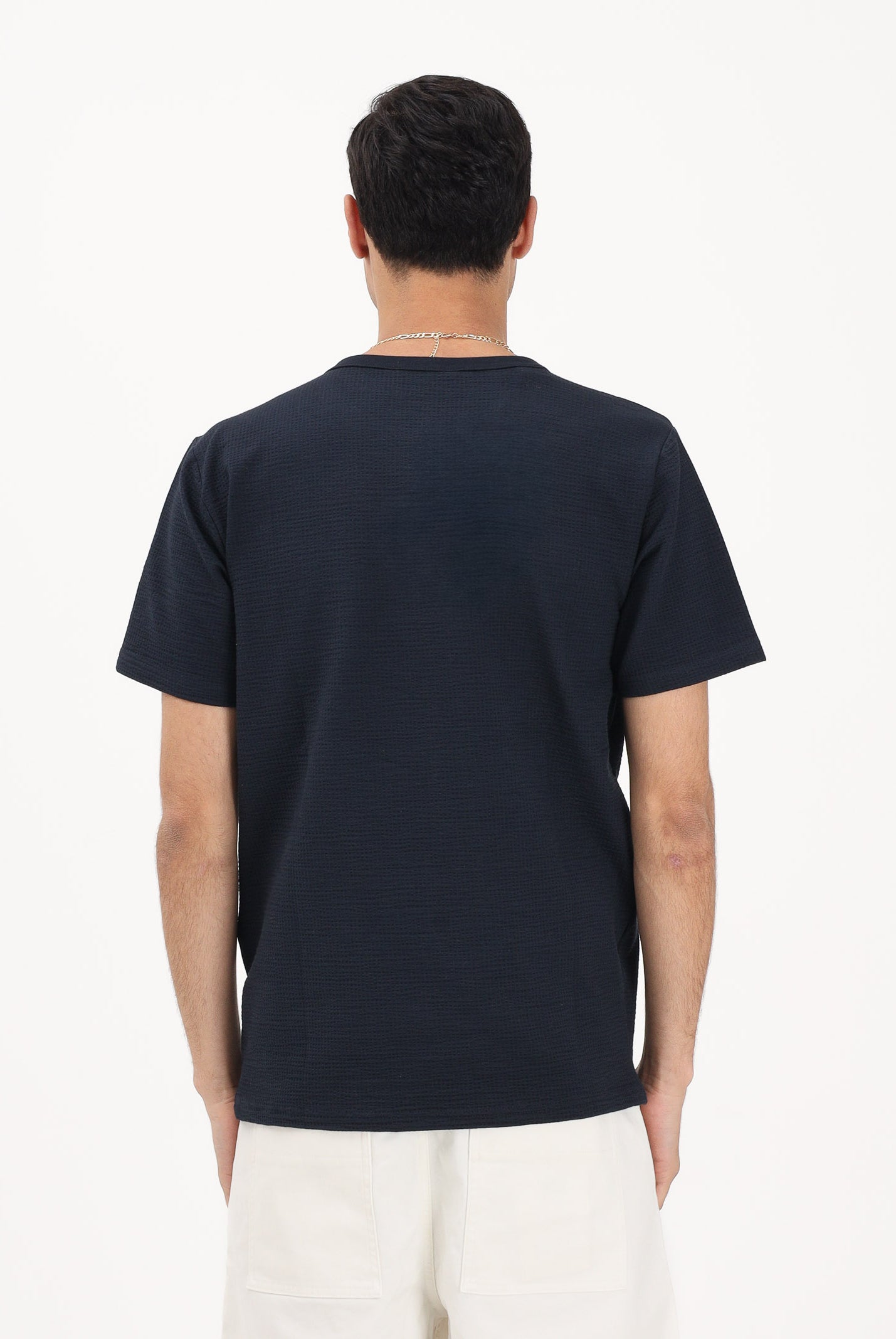 SELECTED HOMME T-shirt a manica corta blu da uomo con texture micro lavorata 16092769 SKCA SELECTED HOMME