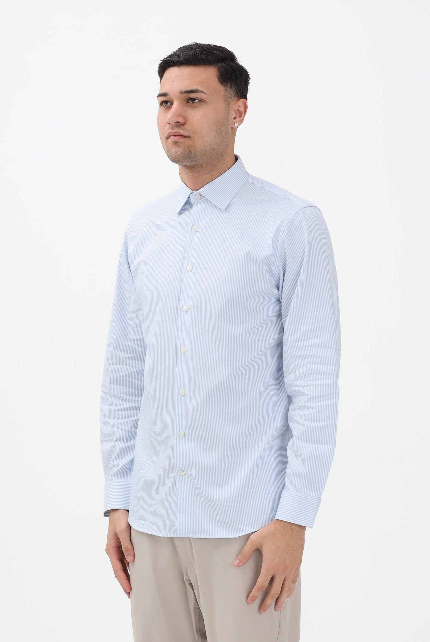 SELECTED HOMME Camicia a manica lunga bianca e azzurra da uomo con motivo a righe 16092939 CABL SELECTED HOMME