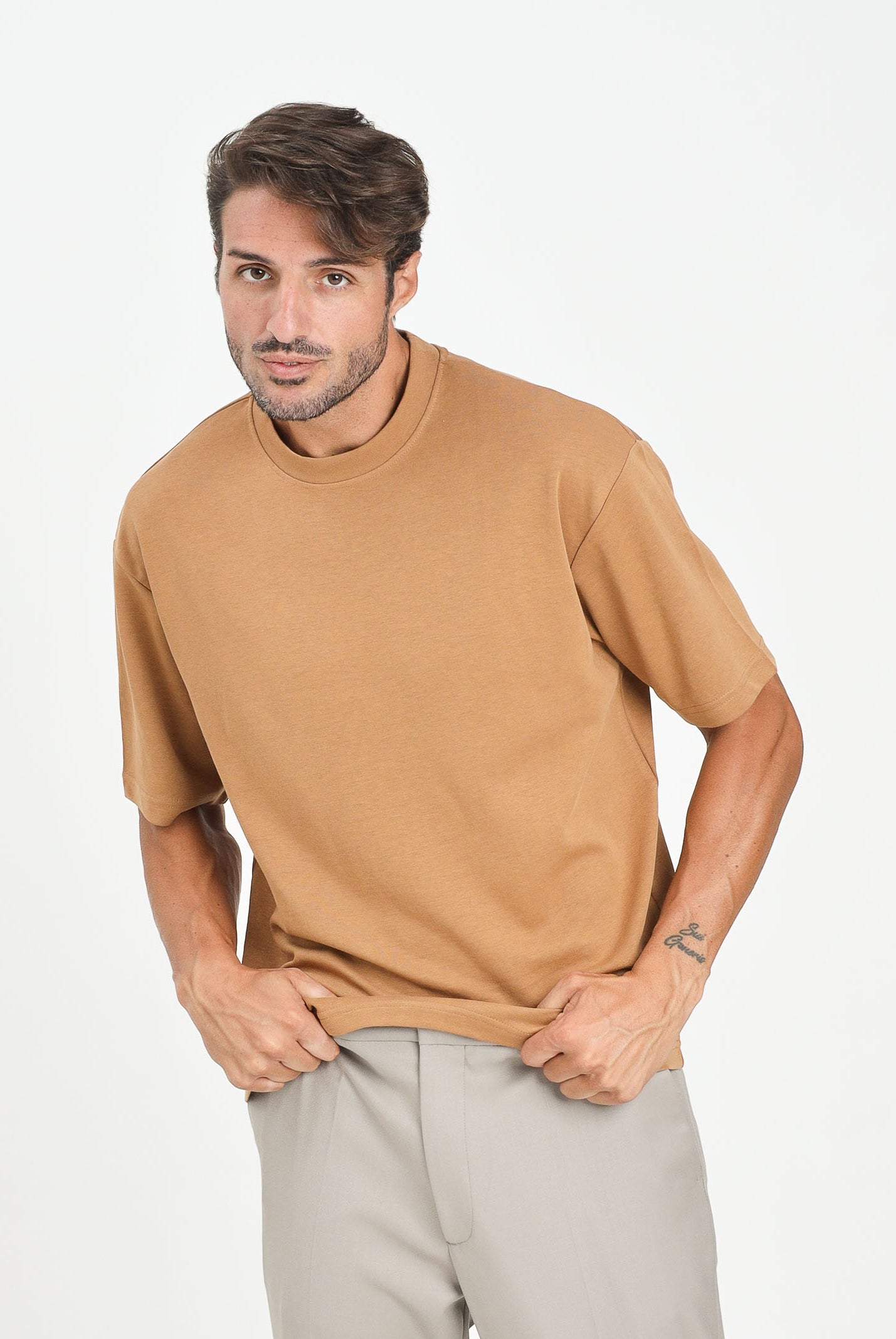SELECTED HOMME T-shirt a manica corta cammello da uomo 16094143 Chipmunk SELECTED HOMME