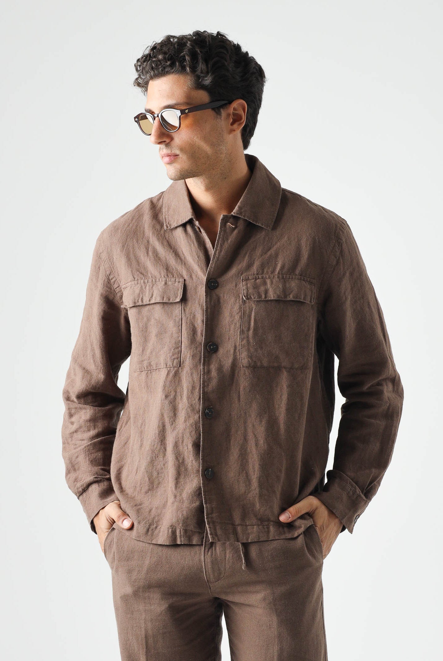 SELECTED HOMME Camicia LEROY Chocolate Marrone da uomo con tasche applicate sul petto. 16096369 CH SELECTED HOMME