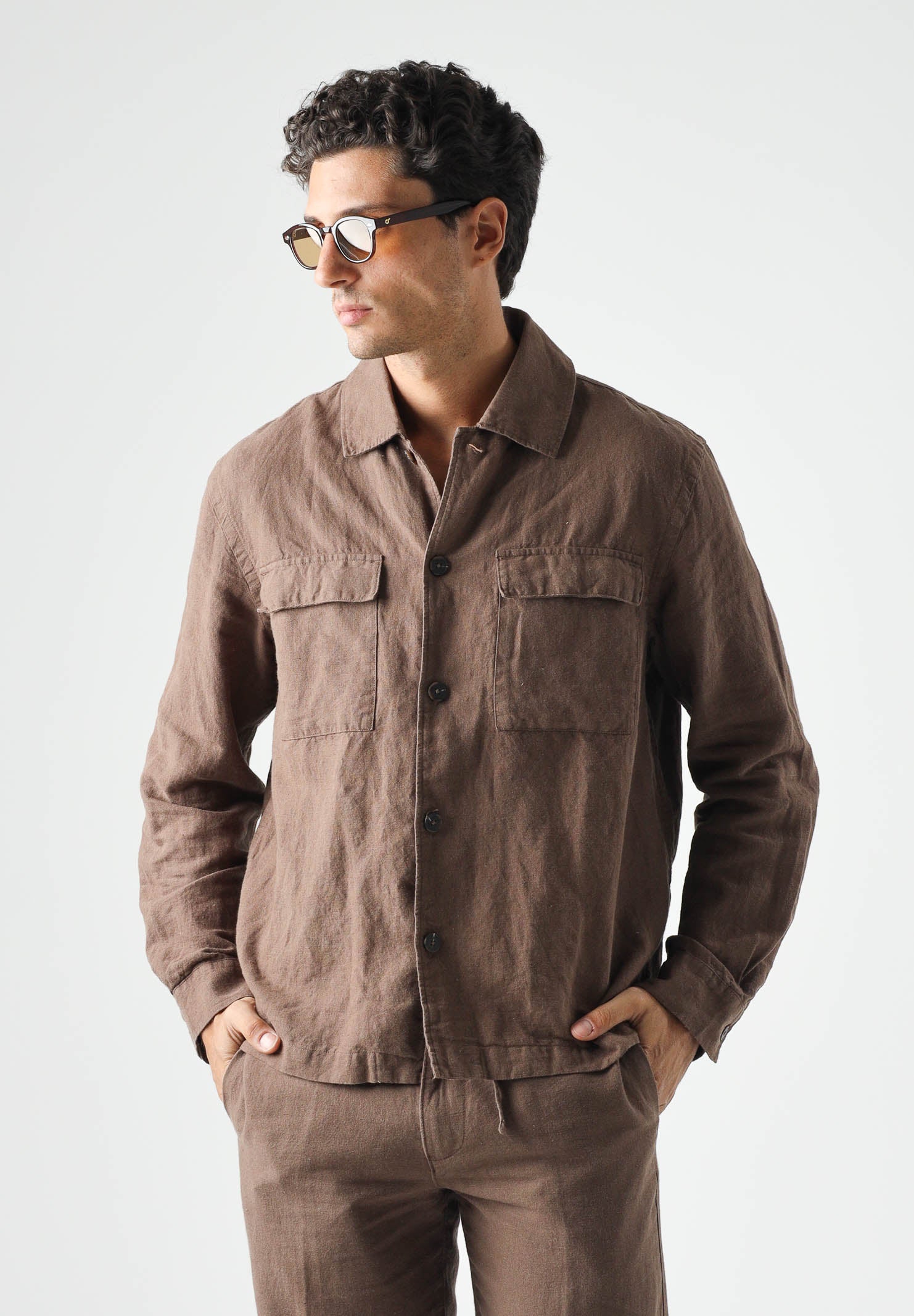 SELECTED HOMME Camicia LEROY Chocolate Marrone da uomo con tasche applicate sul petto. 16096369 CH SELECTED HOMME