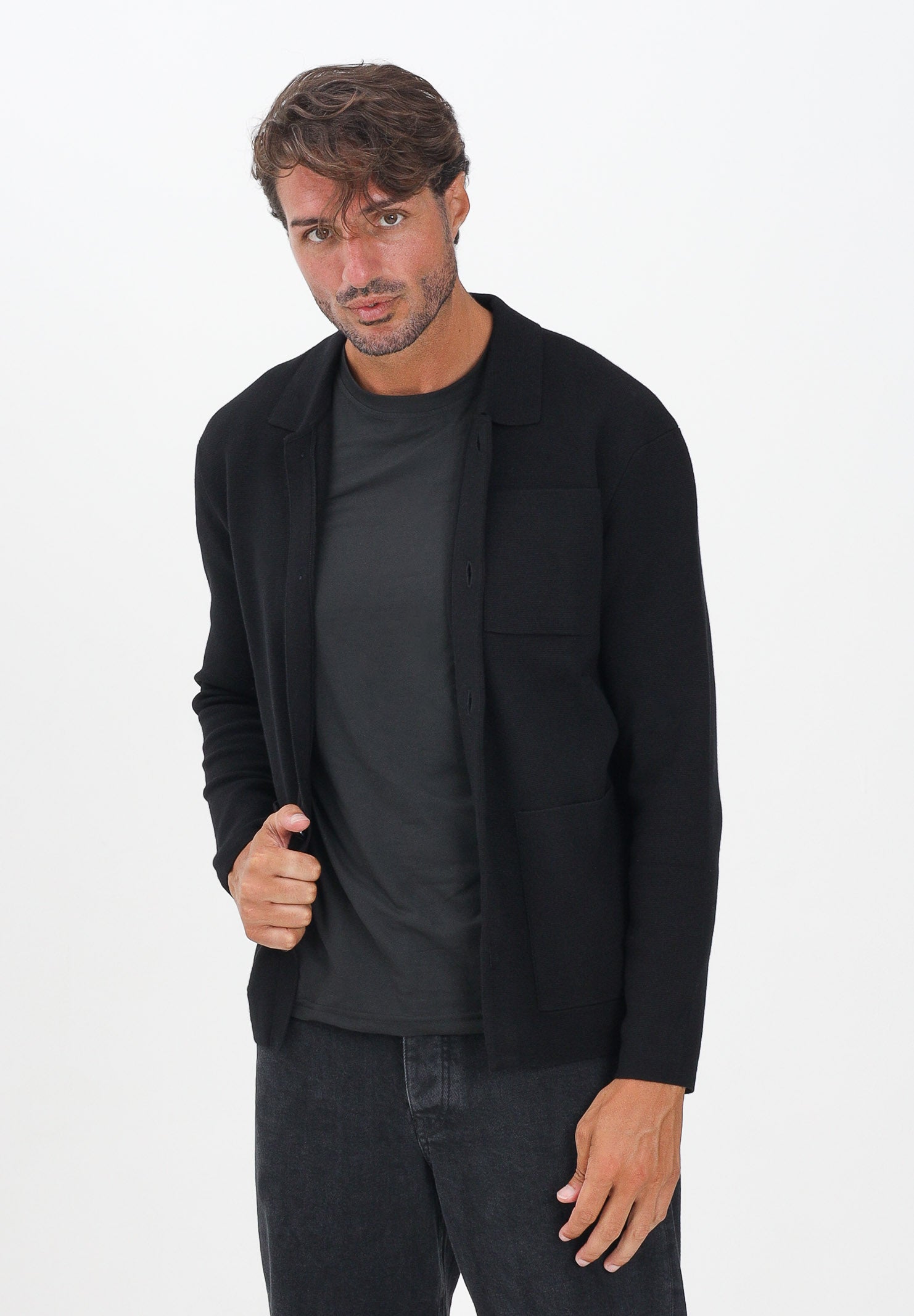 SELECTED HOMME Cardigan nero da uomo 16096549 BL SELECTED HOMME
