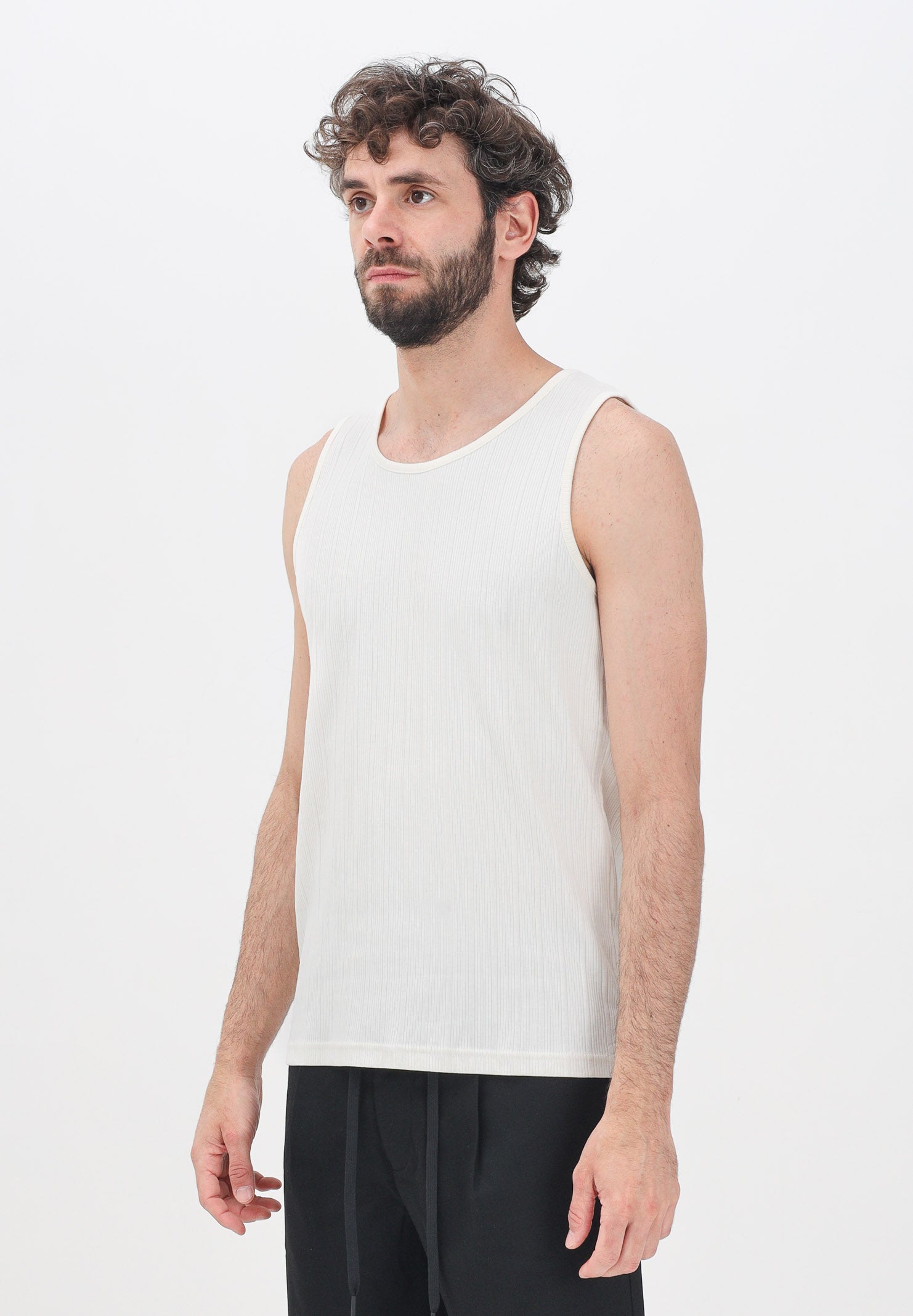SELECTED HOMME Canotta panna da uomo a costine 16097660 Egret SELECTED HOMME