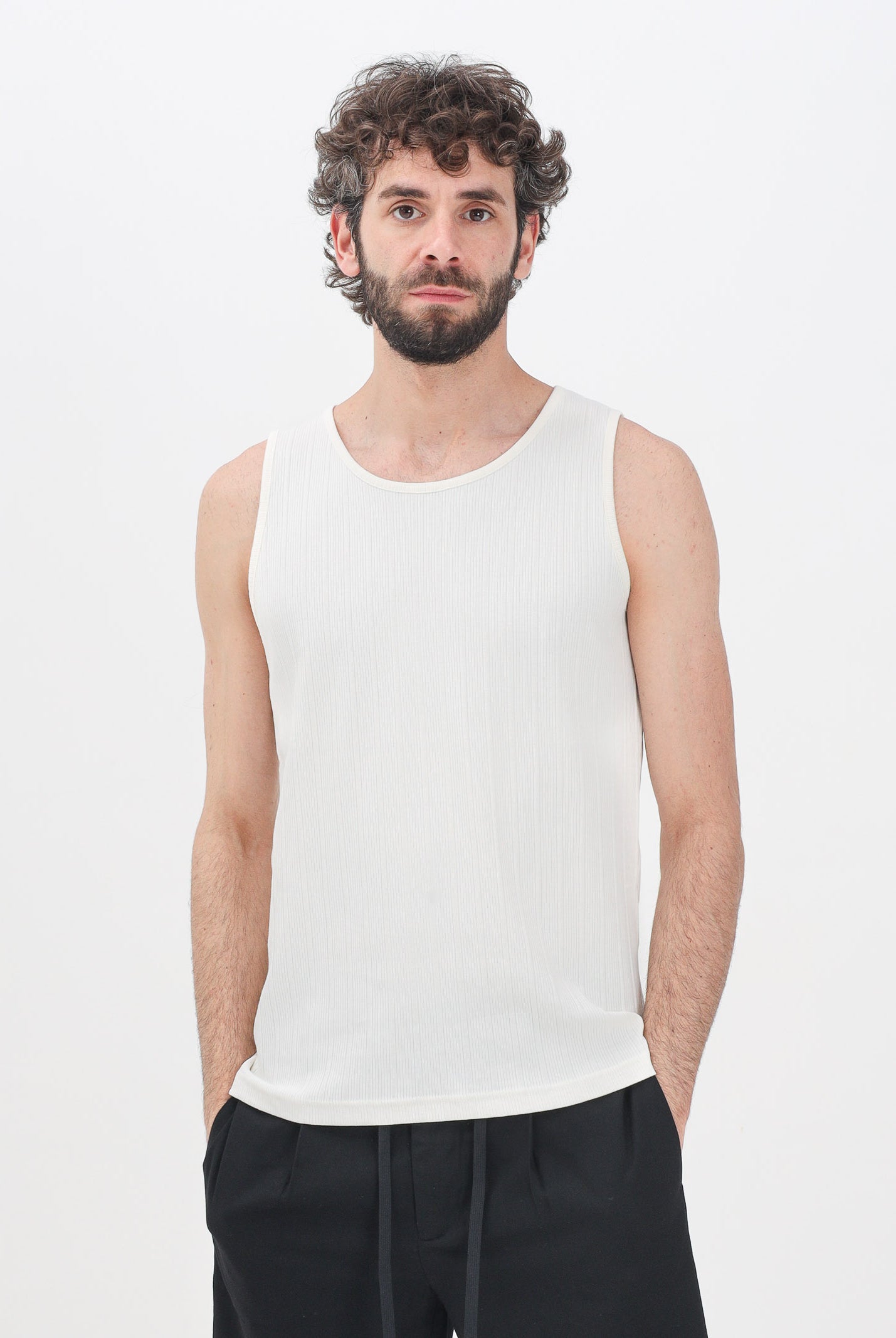 SELECTED HOMME Canotta panna da uomo a costine 16097660 Egret SELECTED HOMME