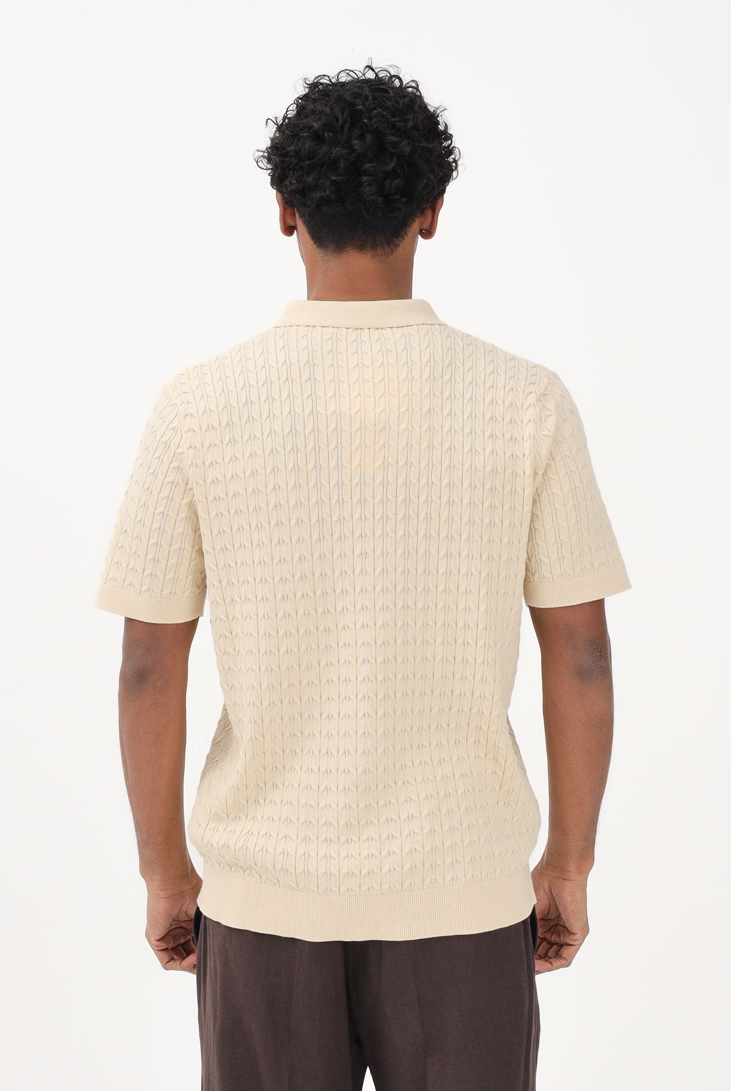 SELECTED HOMME Polo a manica corta in maglia beige chiaro da uomo 16100065 AN SELECTED HOMME