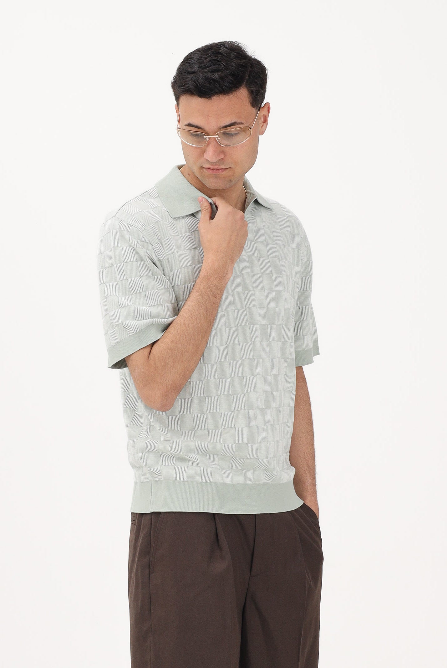 SELECTED HOMME Polo a manica corta in maglia verde acqua da uomo 16100069 AQGR SELECTED HOMME