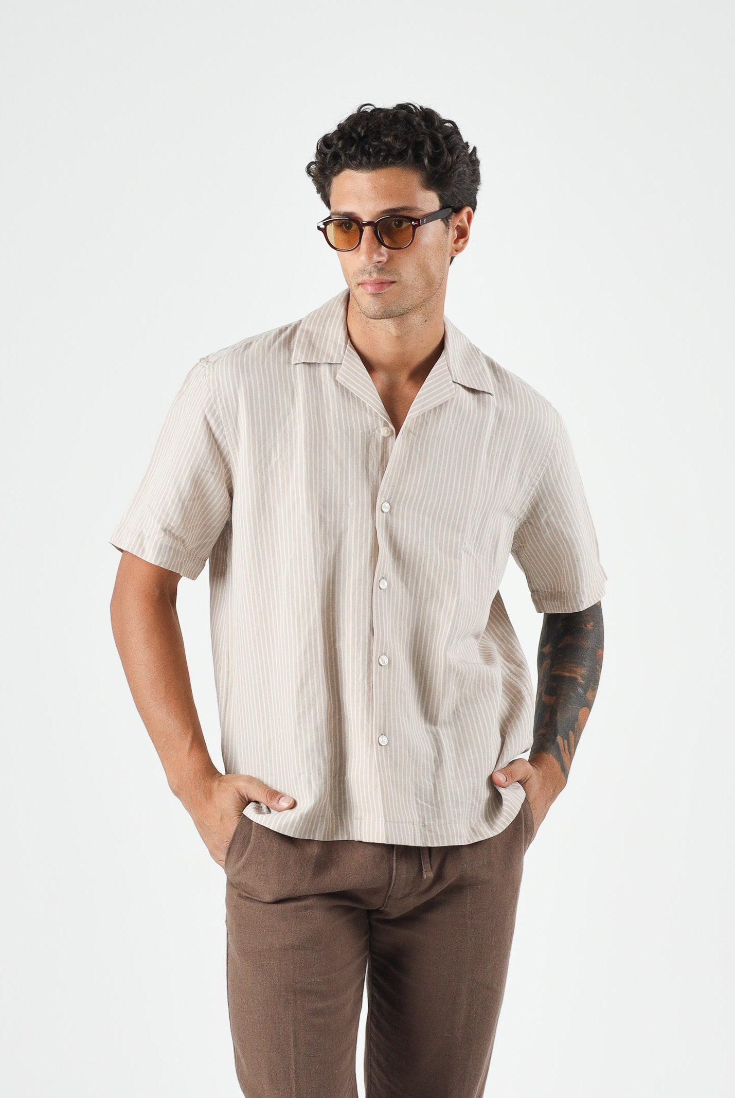 SELECTED HOMME Camicia SLHRLXCLAY LINEN BLEND beige da uomo 16100085 STEG SELECTED HOMME