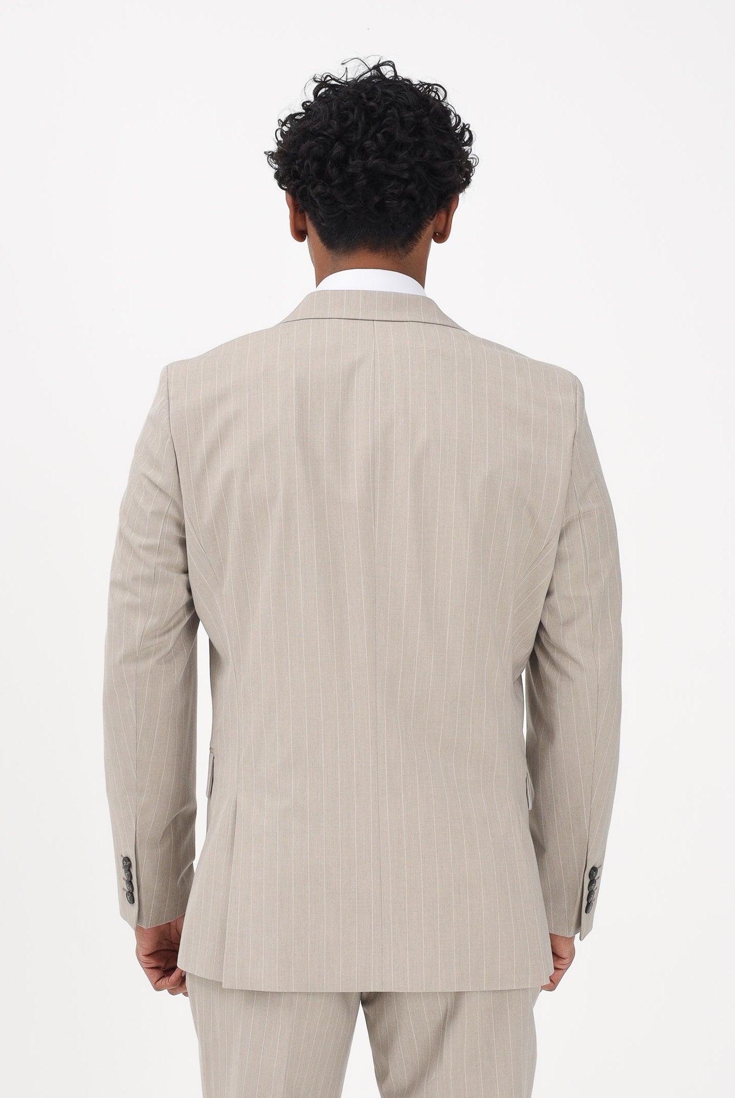 SELECTED HOMME Giacca doppiopetto beige da uomo con motivo gessato 16100151 SA SELECTED HOMME