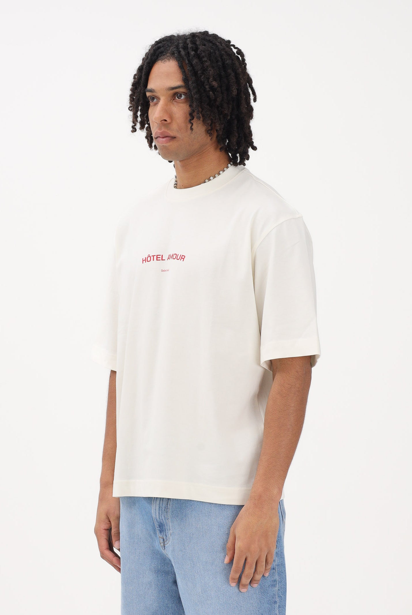 SELECTED HOMME T-shirt a manica corta panna da uomo in collab. con l'iconico Hôtel Amour di Parigi 16100453 EG SELECTED HOMME