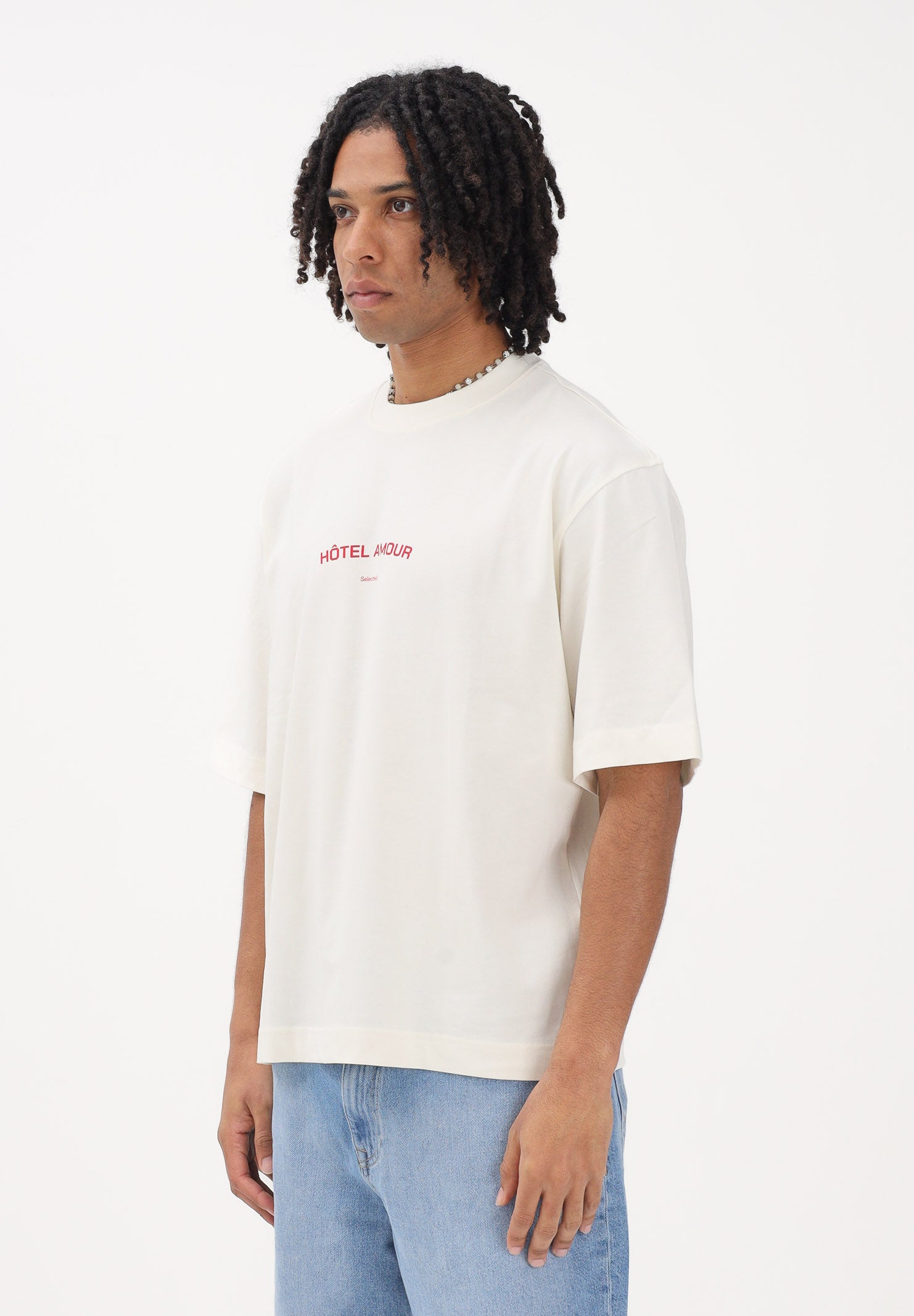 SELECTED HOMME T-shirt a manica corta panna da uomo in collab. con l'iconico Hôtel Amour di Parigi 16100453 EG SELECTED HOMME