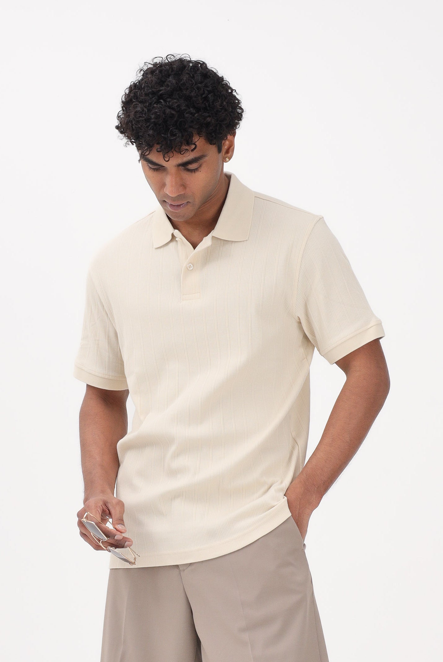 SELECTED HOMME Polo a manica corta panna da uomo 16100460 AN SELECTED HOMME