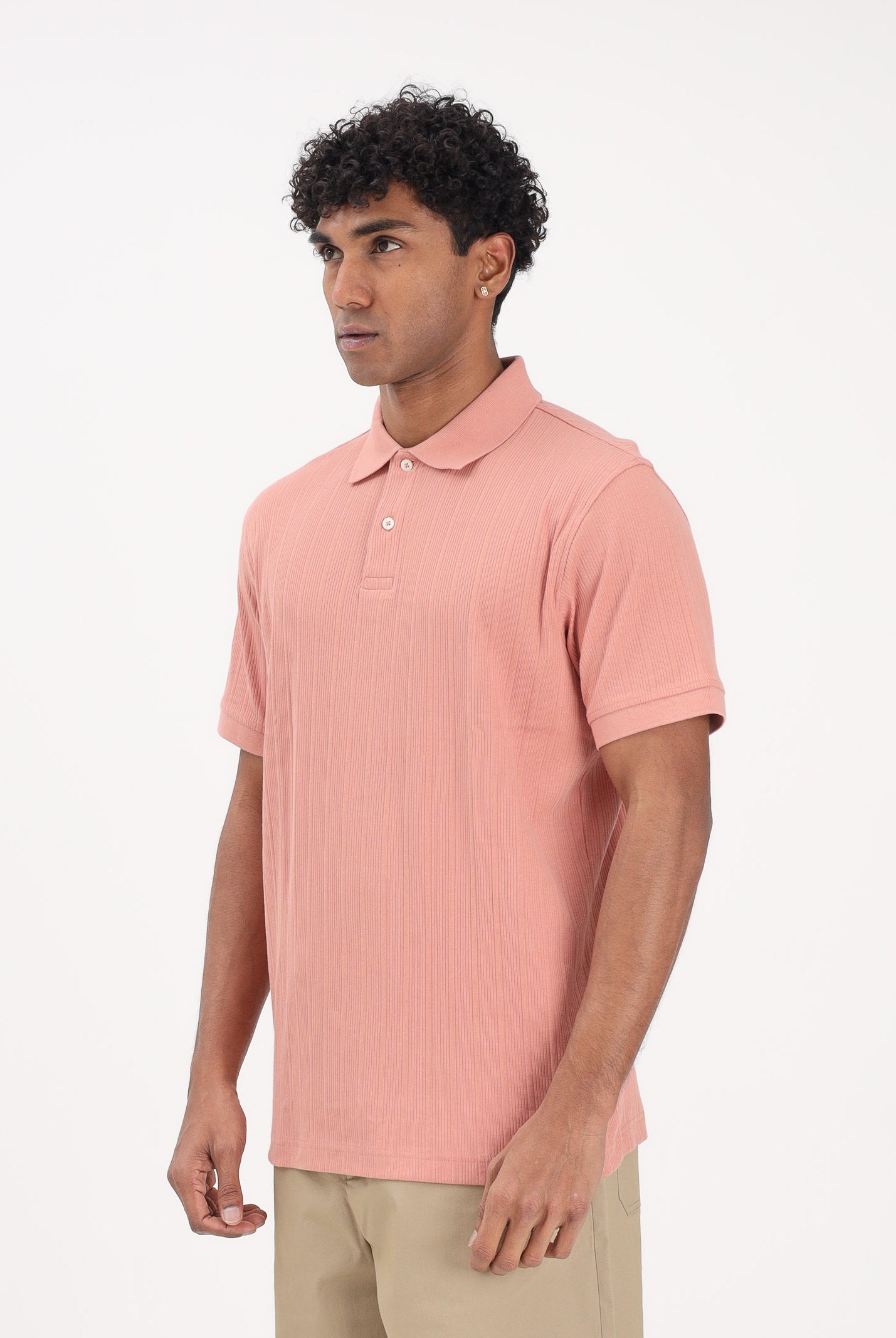 SELECTED HOMME Polo a manica corta rosa pesca da uomo 16100460 RODA SELECTED HOMME