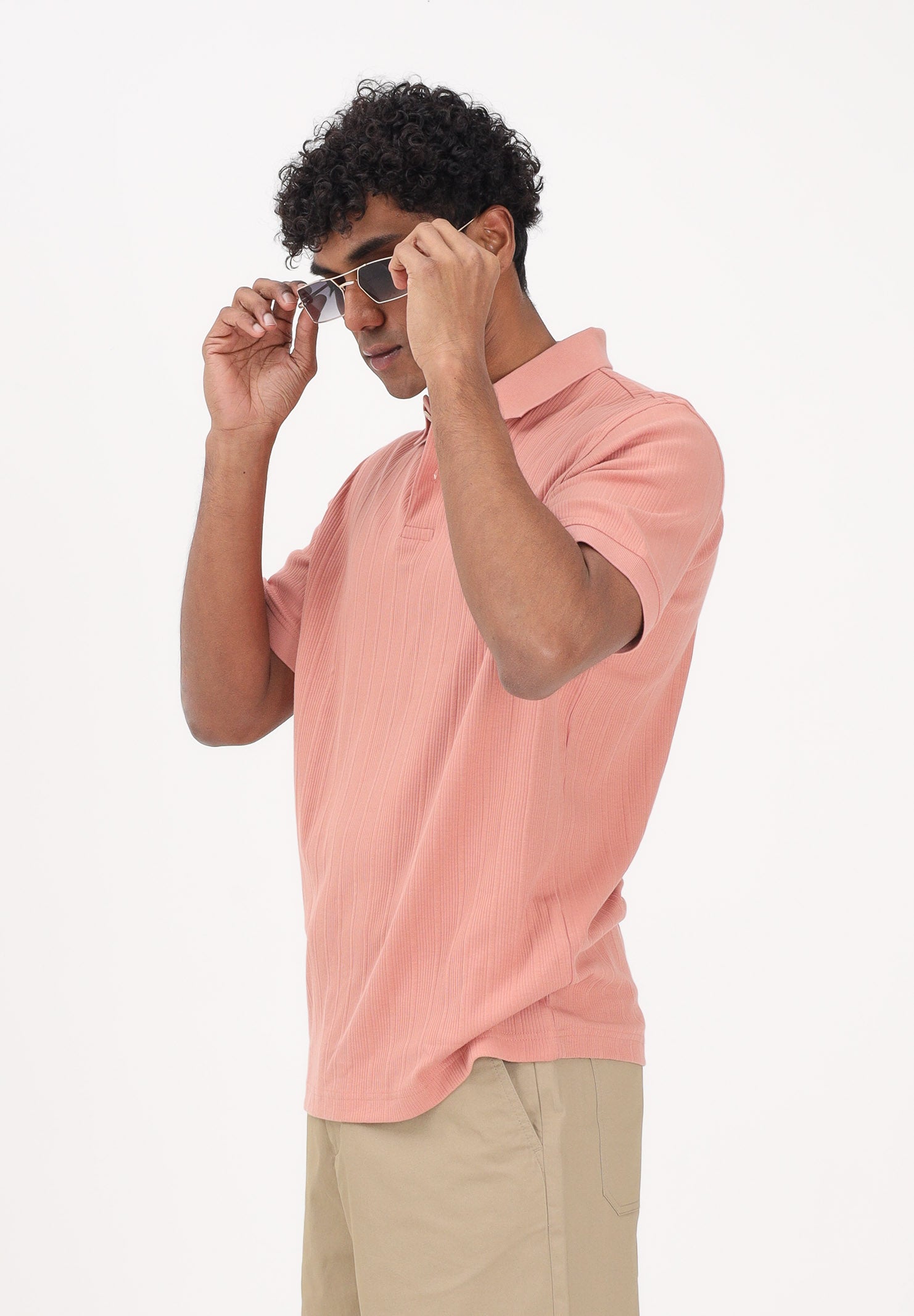 SELECTED HOMME Polo a manica corta rosa pesca da uomo 16100460 RODA SELECTED HOMME