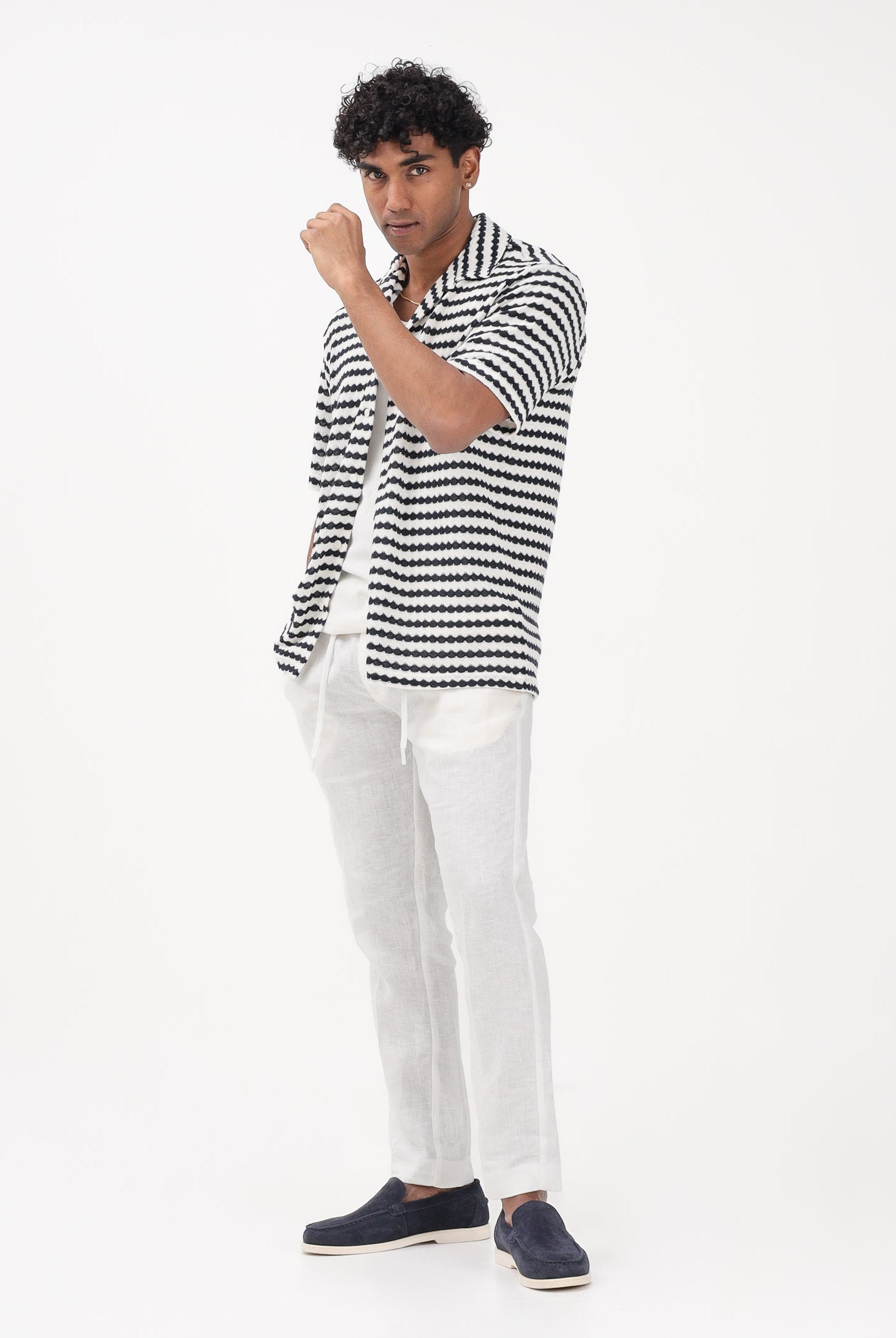 SELECTED HOMME Camicia a manica corta bianca e blu da uomo con motivo a righe 16100463 SKCA SELECTED HOMME