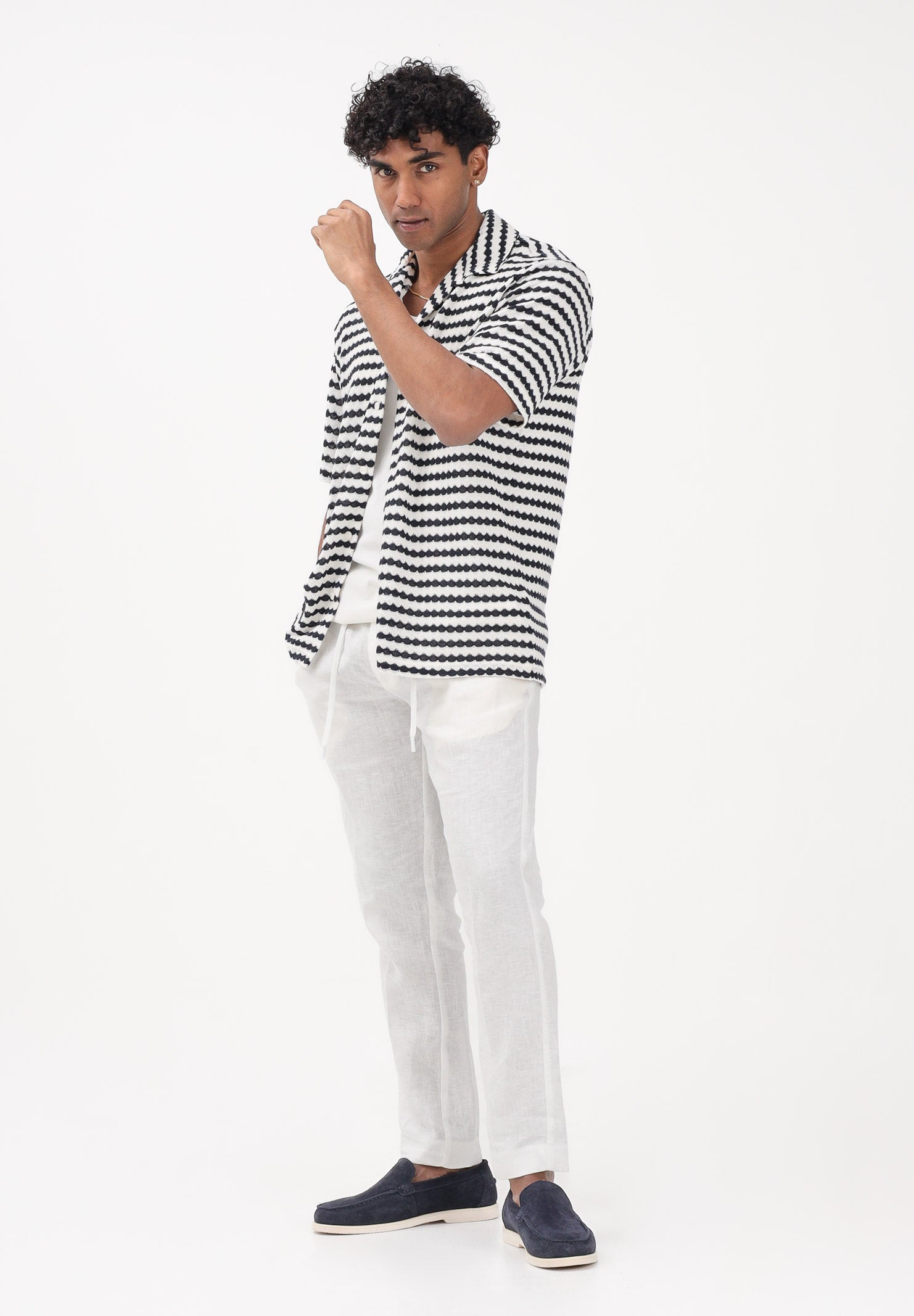 SELECTED HOMME Camicia a manica corta bianca e blu da uomo con motivo a righe 16100463 SKCA SELECTED HOMME