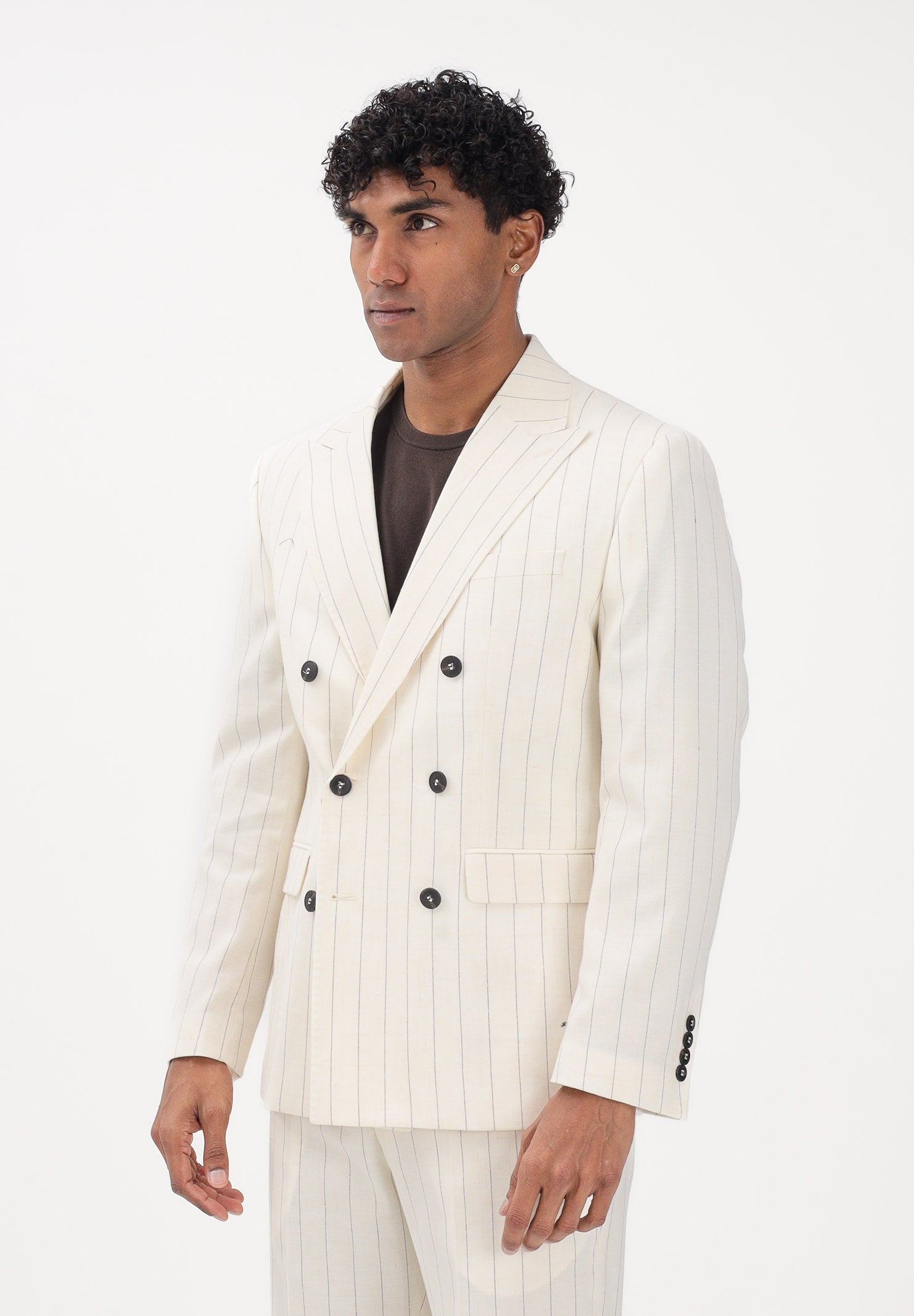 SELECTED HOMME Giacca doppiopetto panna da uomo realizzata con elegante gessatura verticale 16100652 EG SELECTED HOMME