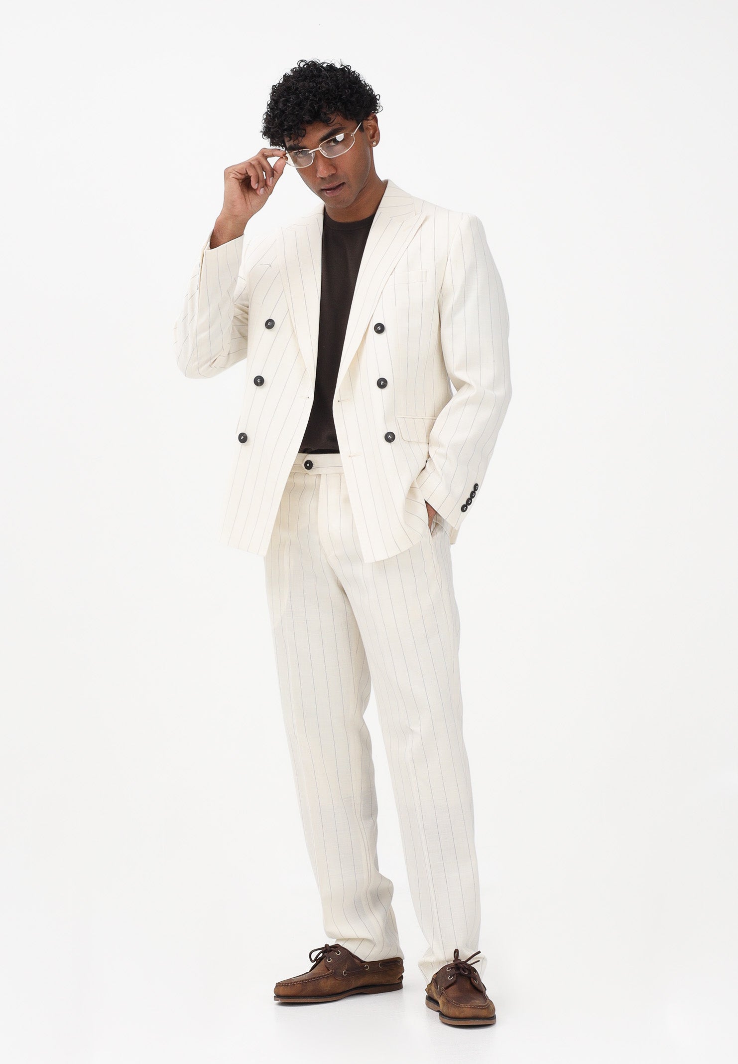 SELECTED HOMME Pantalone elegante panna da uomo con sottili righe 16100653 EG SELECTED HOMME