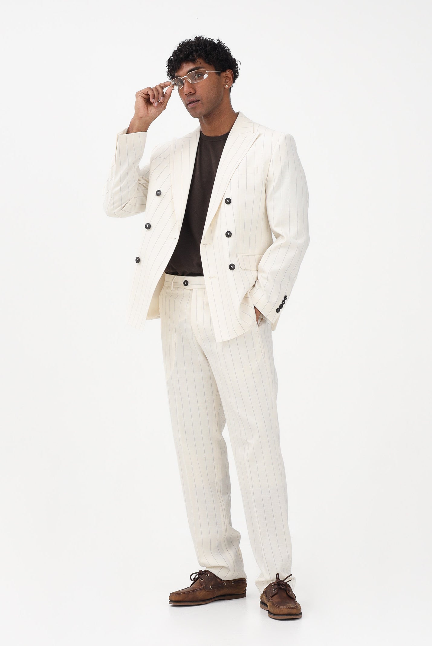 SELECTED HOMME Pantalone elegante panna da uomo con sottili righe 16100653 EG SELECTED HOMME