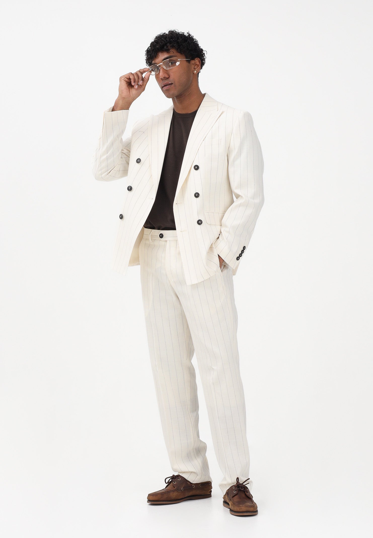 SELECTED HOMME Pantalone elegante panna da uomo con sottili righe 16100653 EG SELECTED HOMME