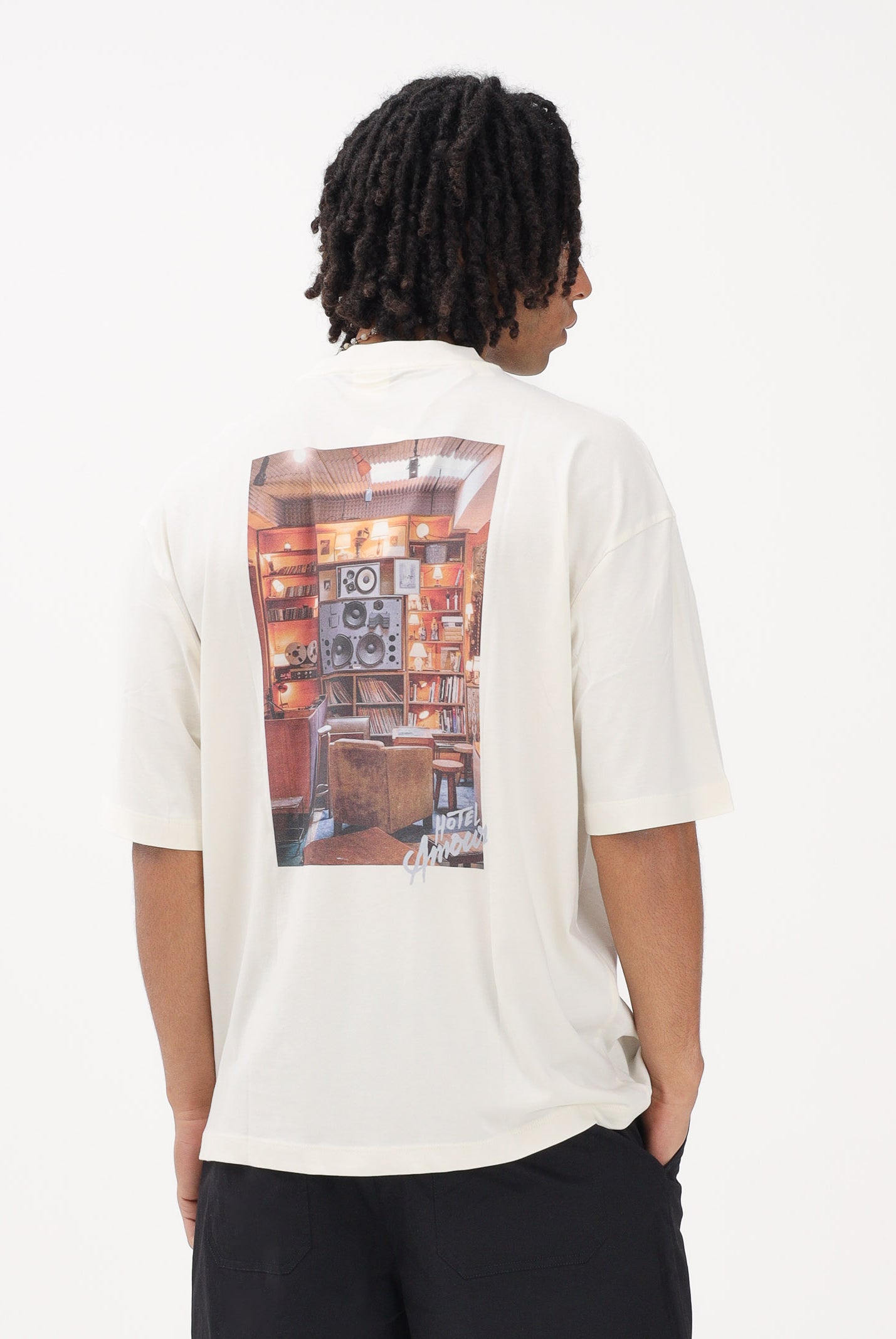 SELECTED HOMME T-shirt a manica corta panna da uomo con stampa sul retro 16101297 EG SELECTED HOMME