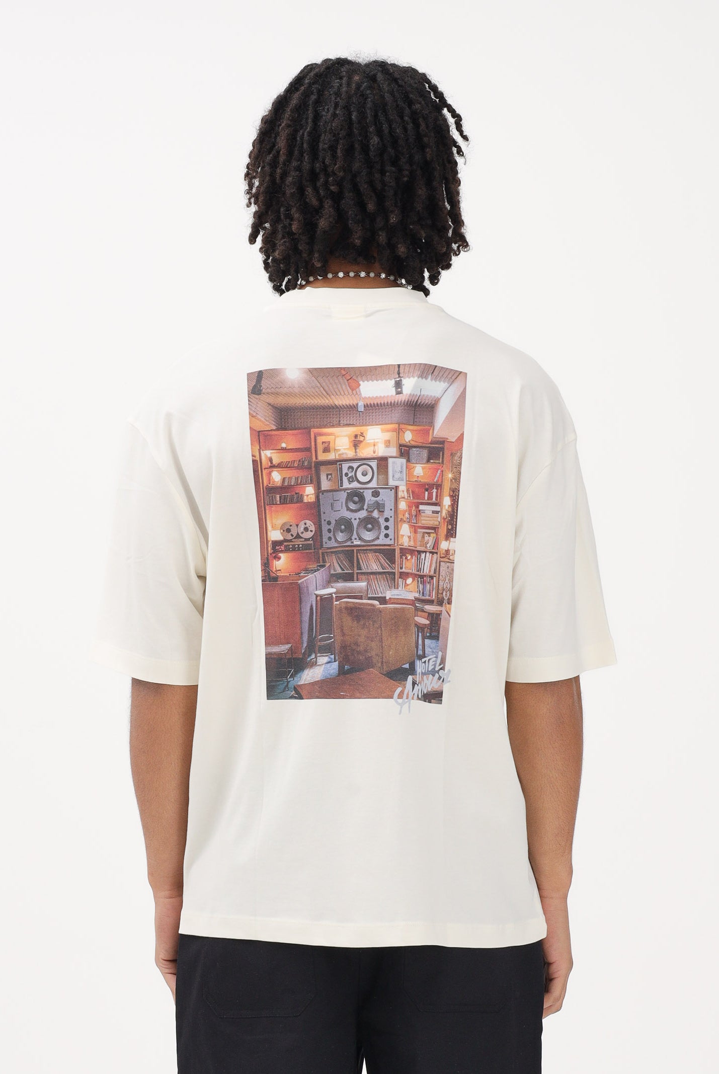 SELECTED HOMME T-shirt a manica corta panna da uomo con stampa sul retro 16101297 EG SELECTED HOMME