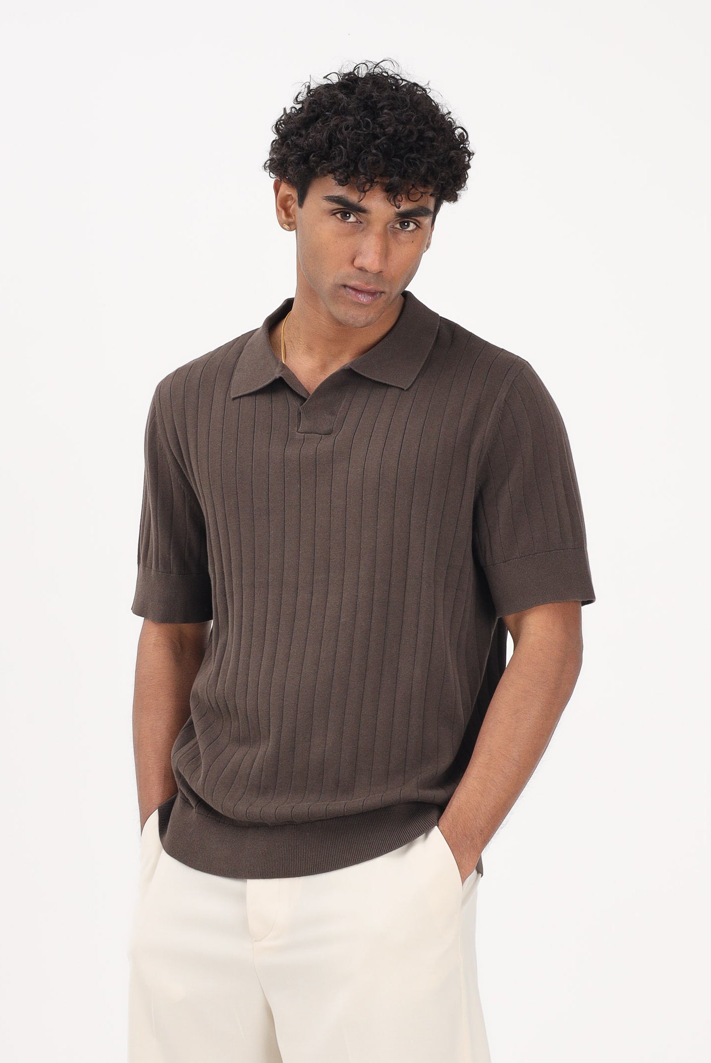 SELECTED HOMME Polo a manica corta marrone da uomo 16102031 DE SELECTED HOMME