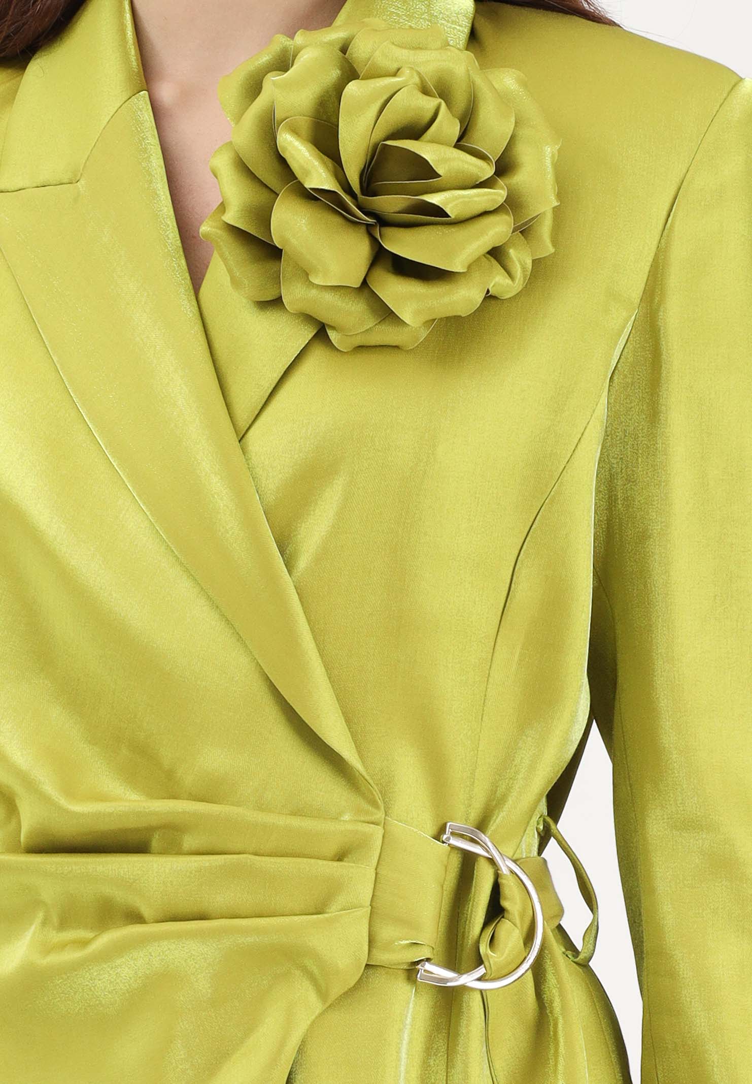 SHIT Giacca verde da donna con spilla fiore SH26007 AV SHIT
