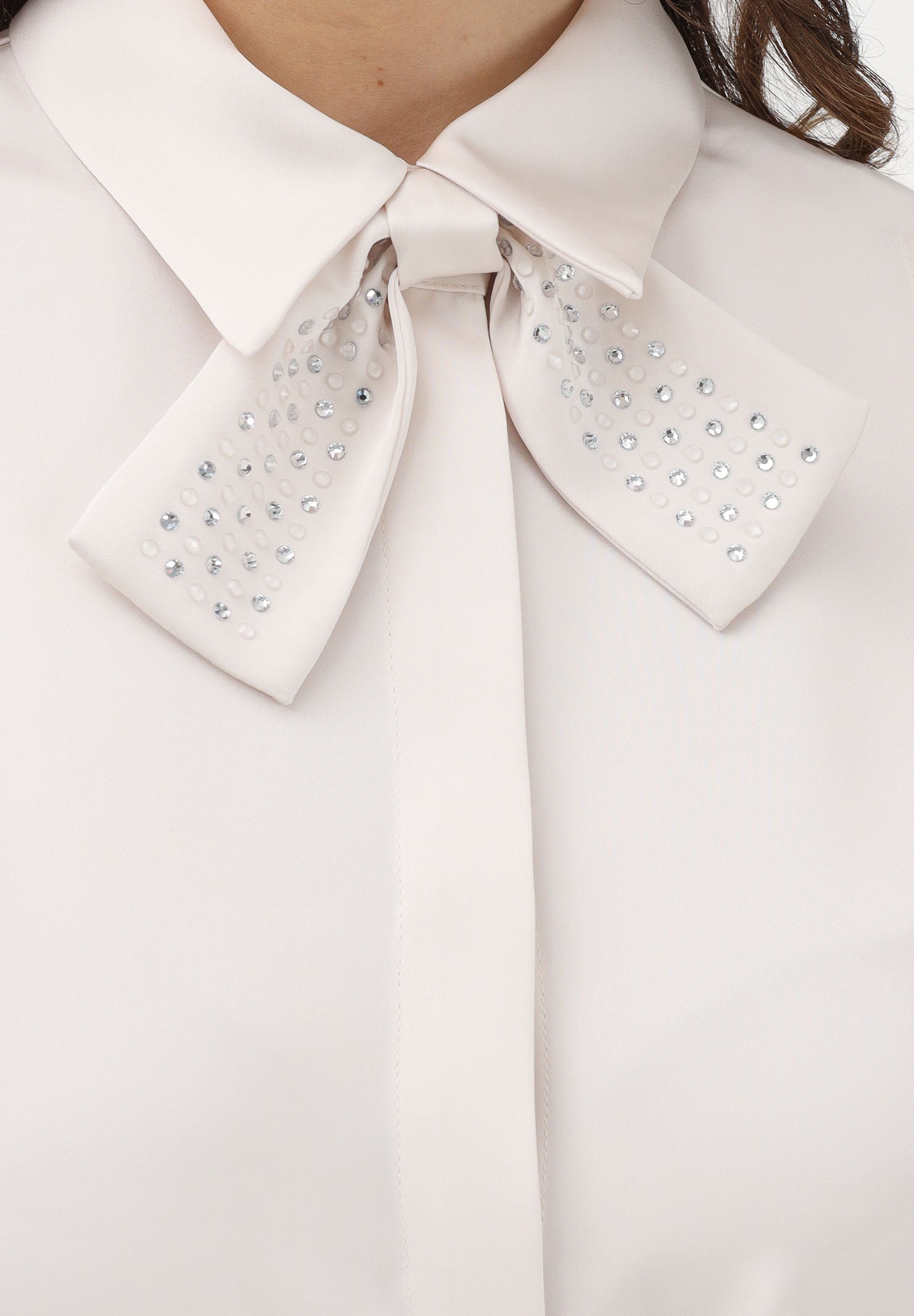 SIMONA CORSELLINI Camicia smanicata avorio da donna con papillon in strass P26CECA10101 V0359 SIMONA CORSELLINI