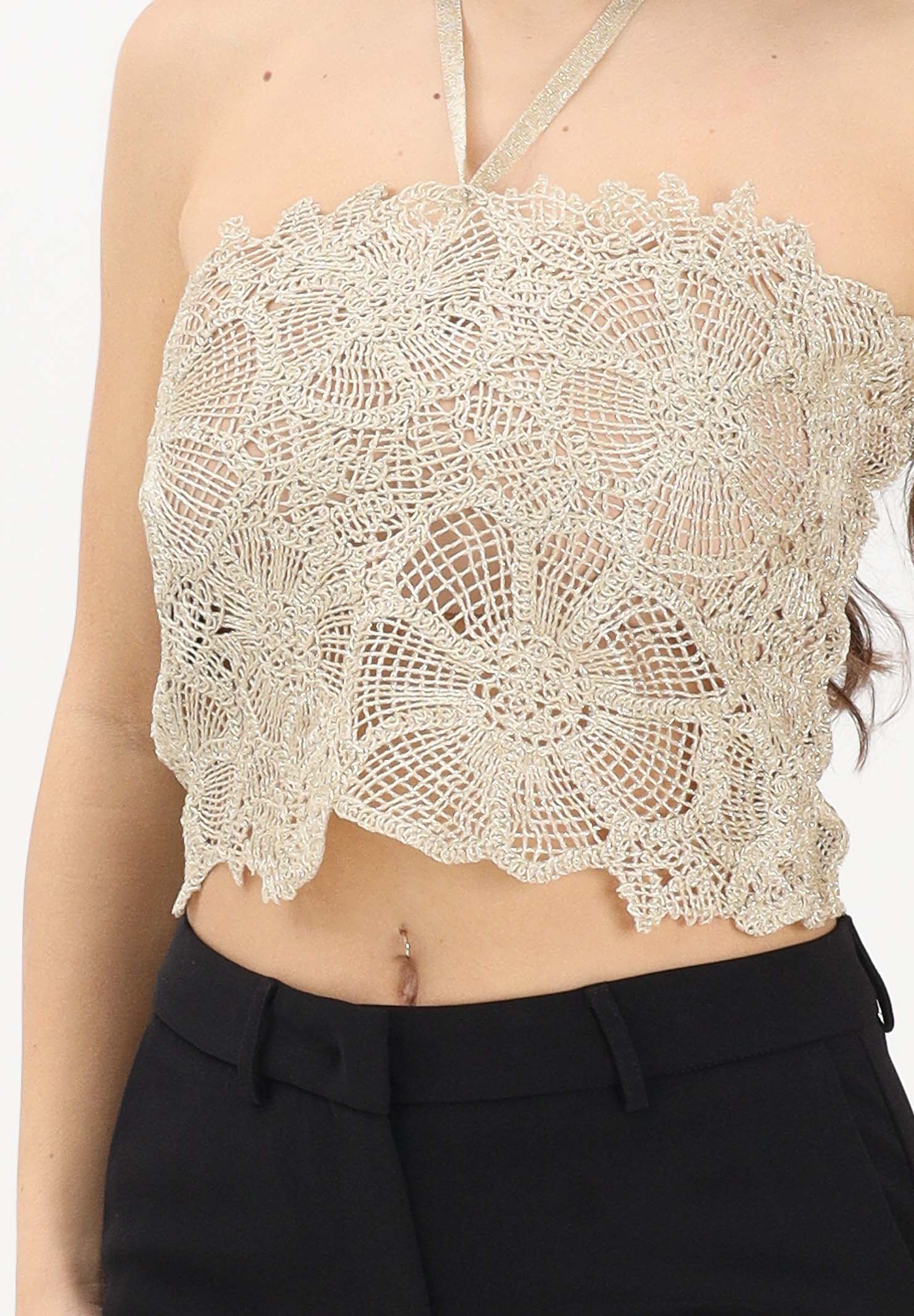 SIMONA CORSELLINI Top crochet oro da donna con allacciatura al collo P26CETOO5101 V0118 SIMONA CORSELLINI
