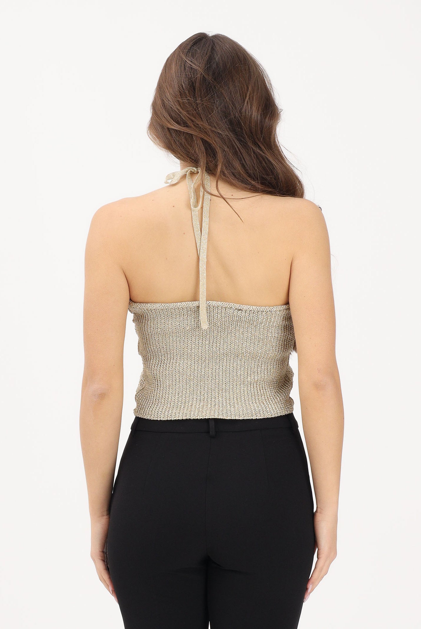 SIMONA CORSELLINI Top crochet oro da donna con allacciatura al collo P26CETOO5101 V0118 SIMONA CORSELLINI