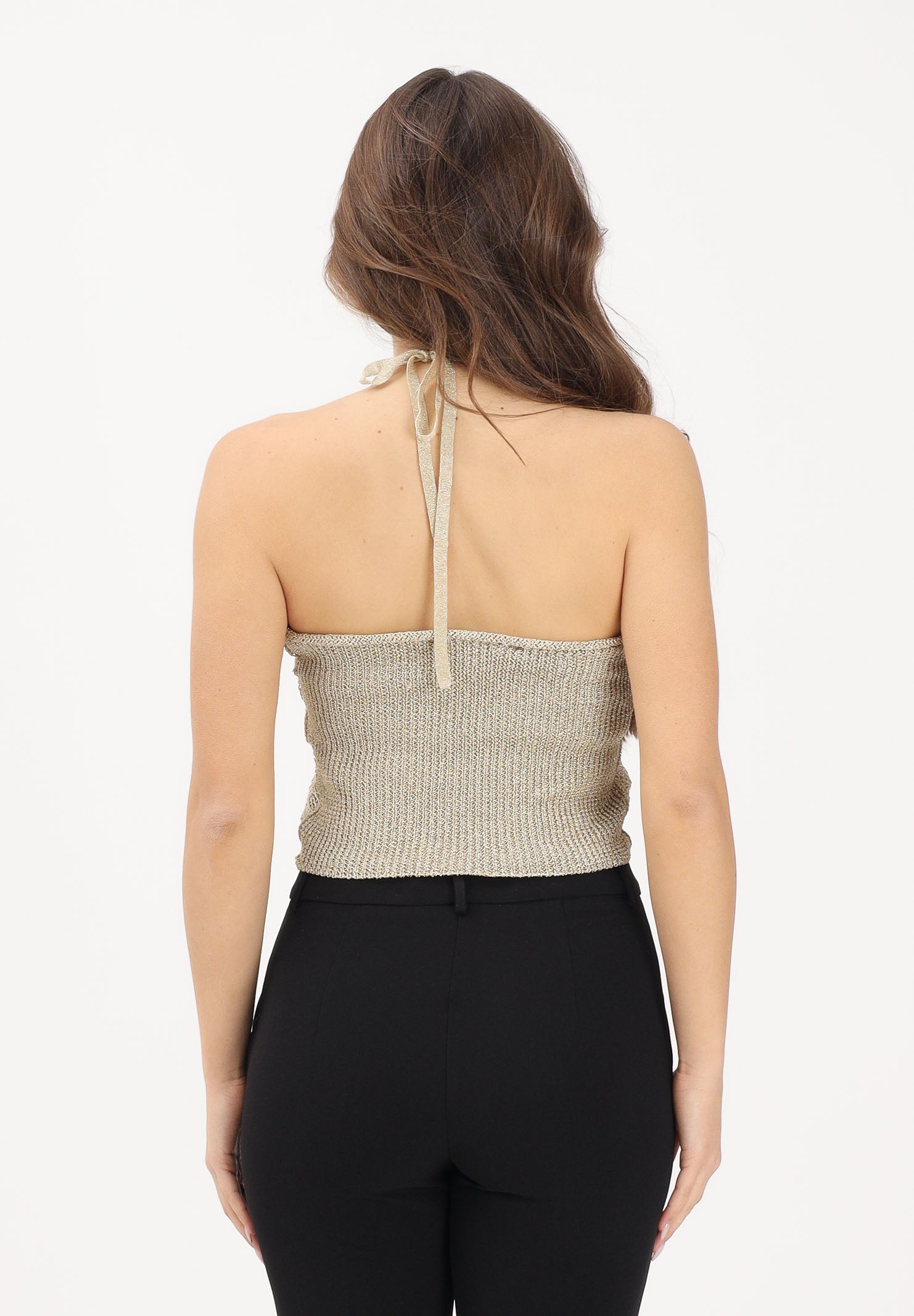 SIMONA CORSELLINI Top crochet oro da donna con allacciatura al collo P26CETOO5101 V0118 SIMONA CORSELLINI