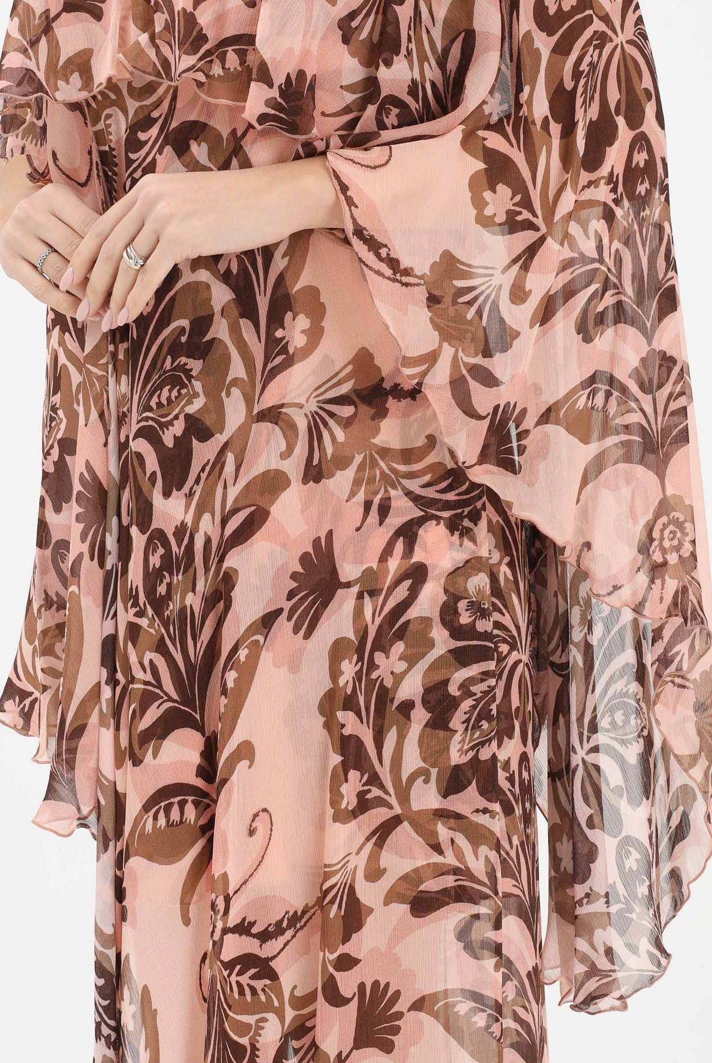 SIMONA CORSELLINI Abito asimmetrico rosa da donna con fantasia floreale P26CPAB03101 V0697 SIMONA CORSELLINI