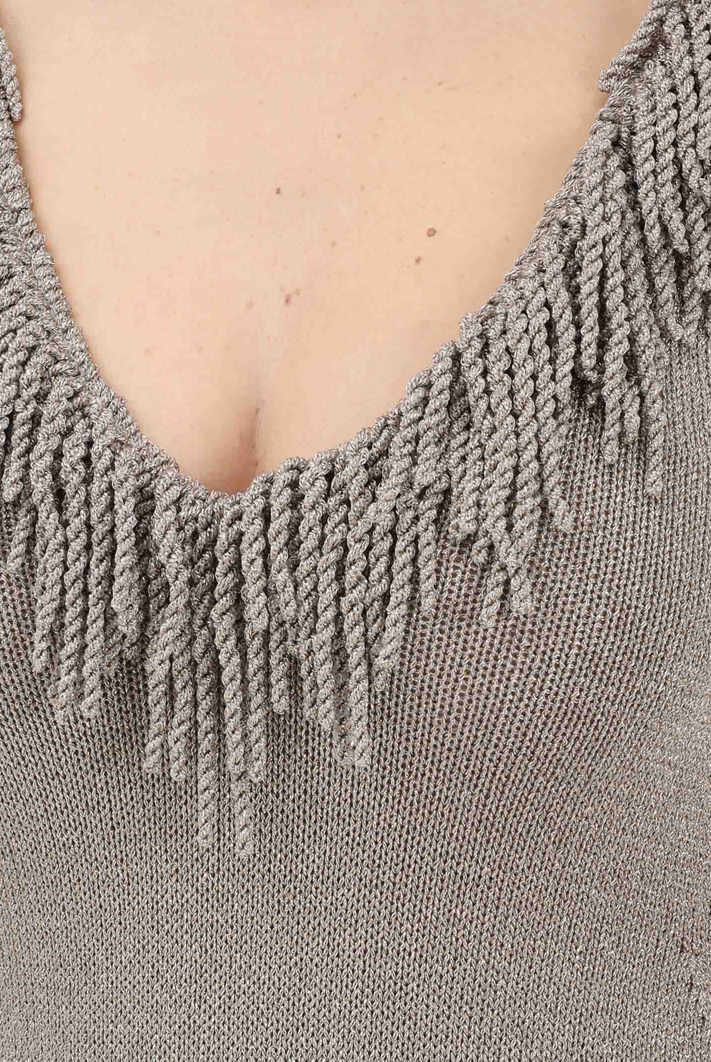 SIMONA CORSELLINI Body in maglia fango da donna con frange P26CPBDO0101 V0770 SIMONA CORSELLINI