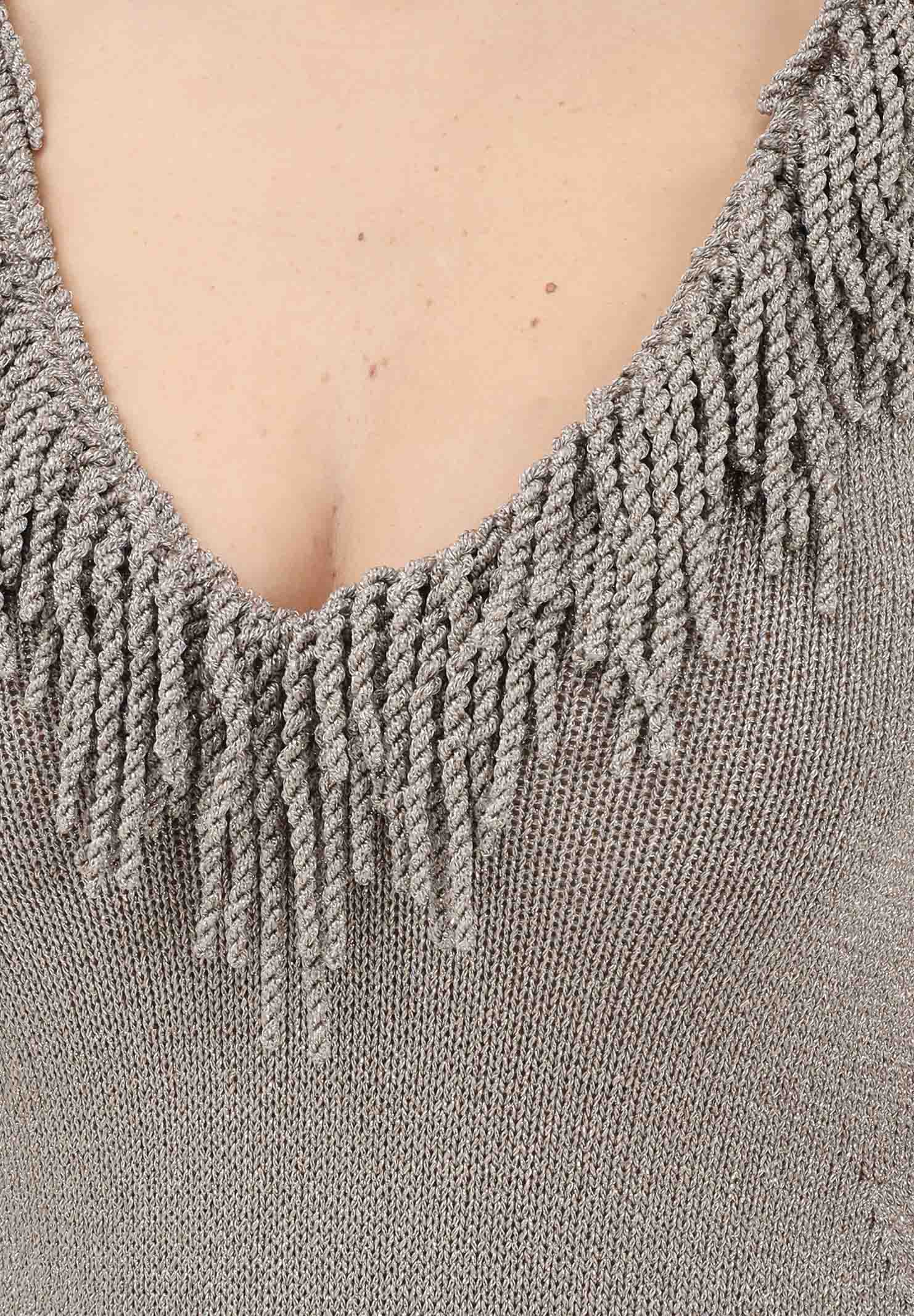 SIMONA CORSELLINI Body in maglia fango da donna con frange P26CPBDO0101 V0770 SIMONA CORSELLINI