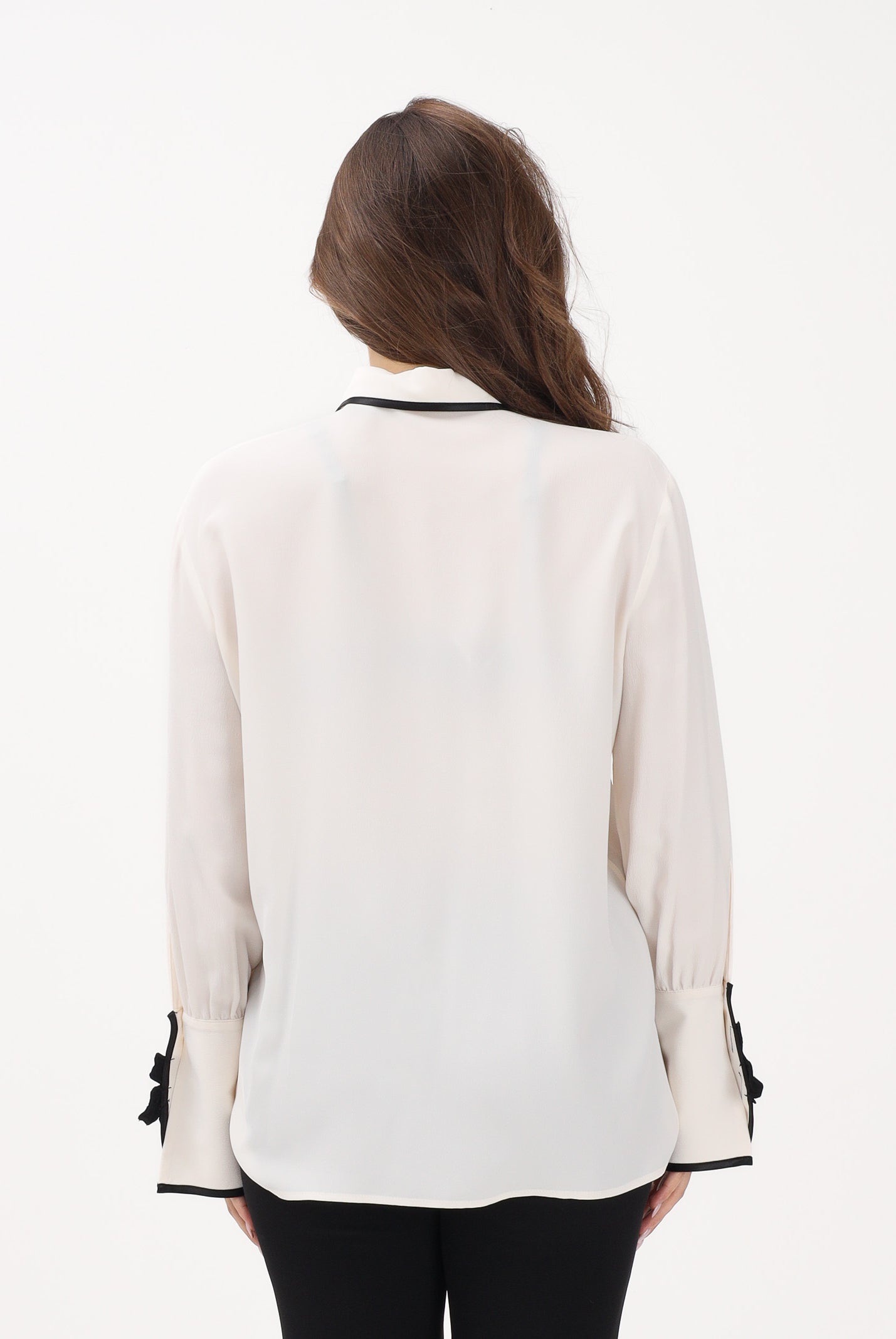 SIMONA CORSELLINI Camicia a manica lunga panna da donna con dettagli a contrasto P26CPCA01301 V0359 SIMONA CORSELLINI