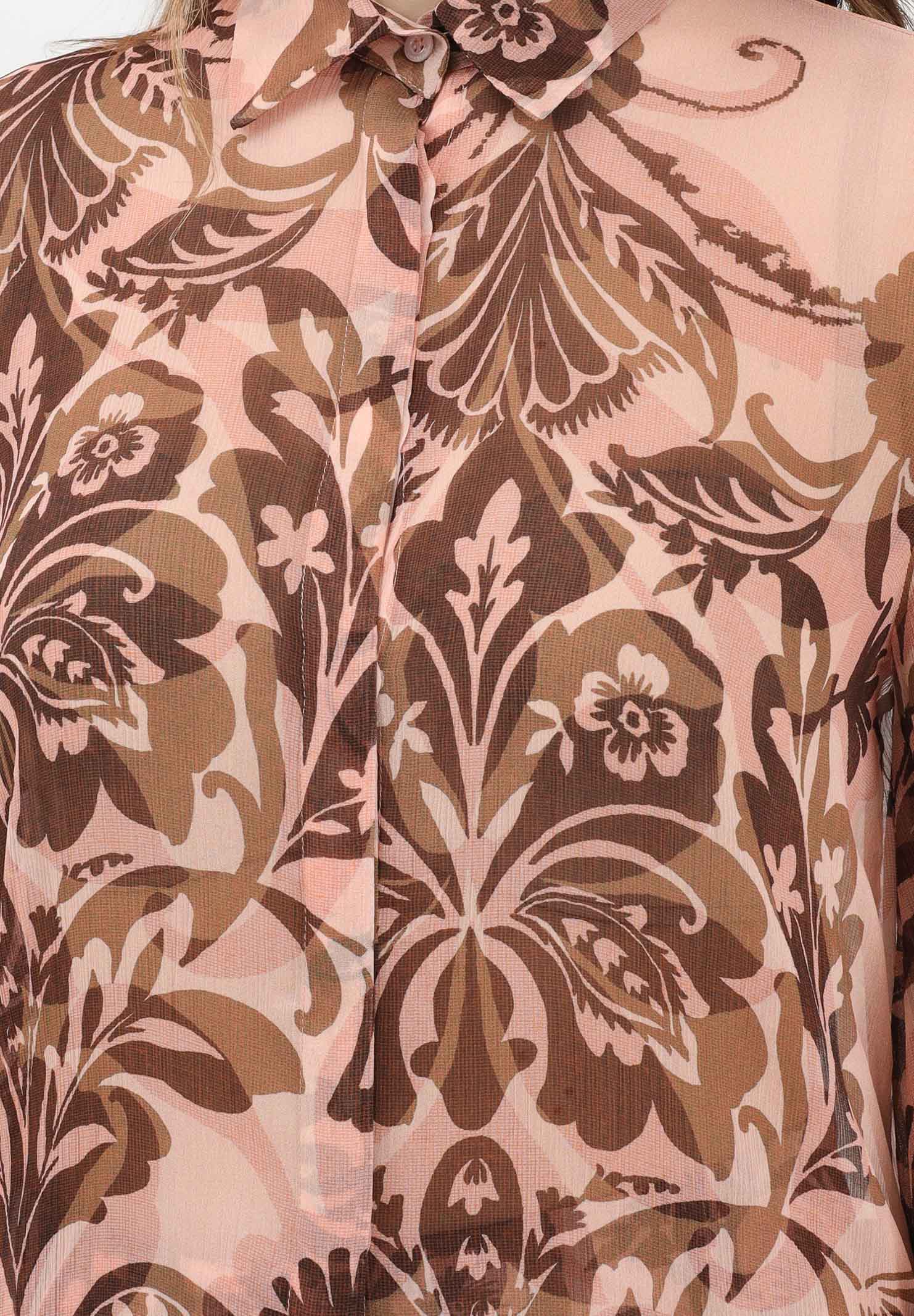 SIMONA CORSELLINI Camicia a manica lunga rosa da donna con stampa floreale P26CPCA01501 V0697 SIMONA CORSELLINI