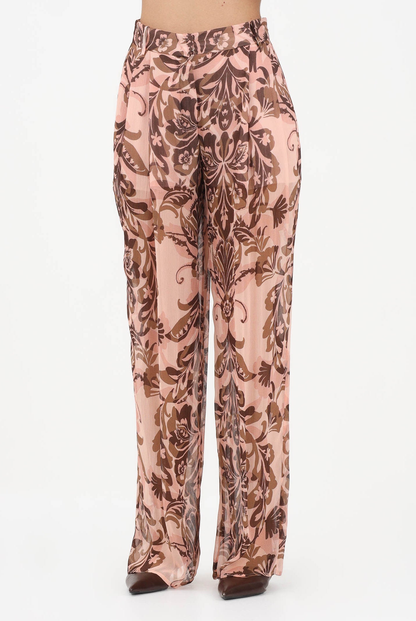 SIMONA CORSELLINI Pantalone elegante rosa da donna con stampa floreale P26CPPA02501 V0697 SIMONA CORSELLINI