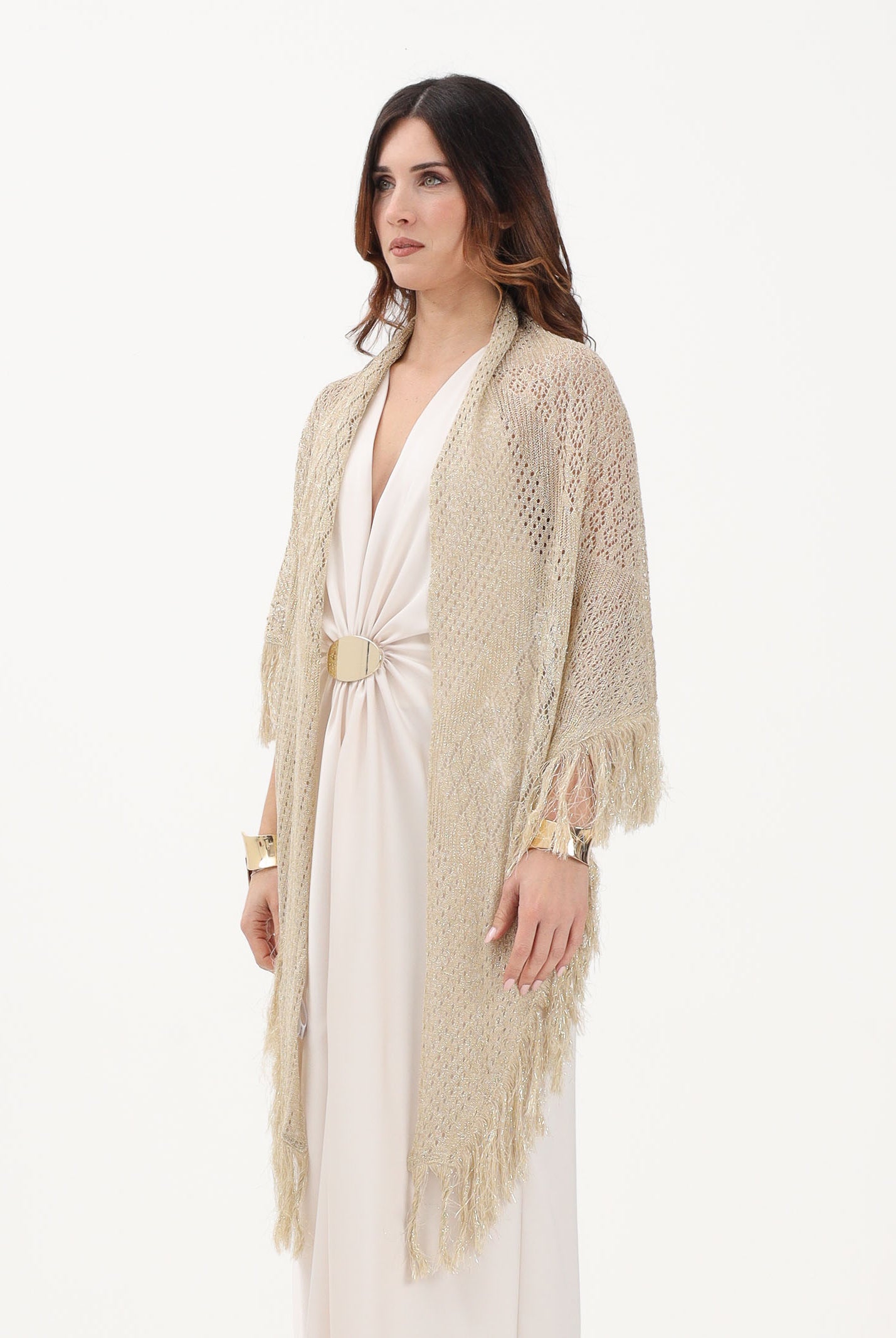 SIMONA CORSELLINI Stola oro da donna in maglia crochet P26CPSLO0201 V0118 SIMONA CORSELLINI
