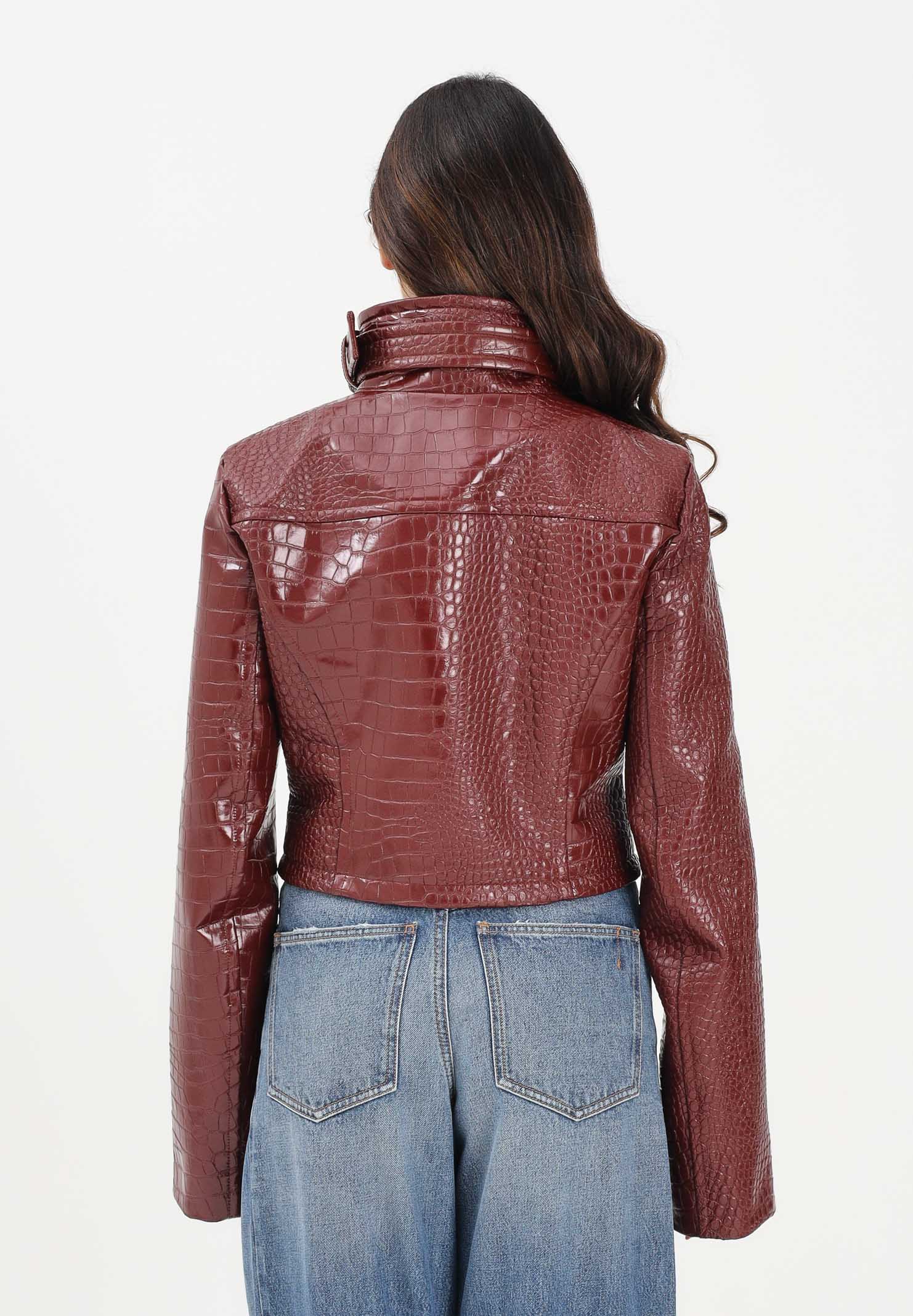 SPORTMAX Giubbotto corto SPXSULTANO bordeaux da donna in vernice con stampa alligatore 2612041081600 004 SPORTMAX