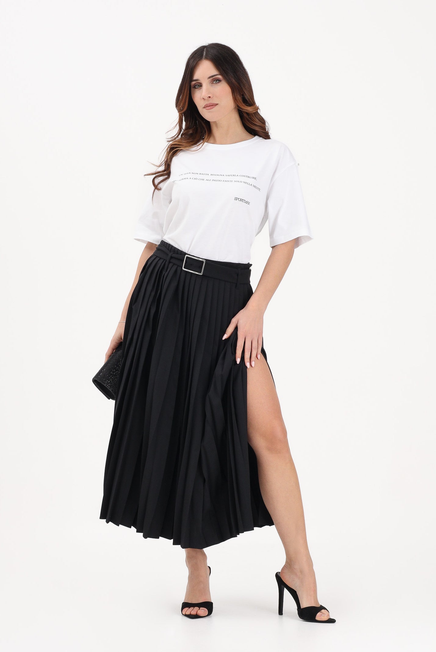 SPORTMAX Gonna midi SPXPANTEON nera da donna 2612101081600 002 SPORTMAX
