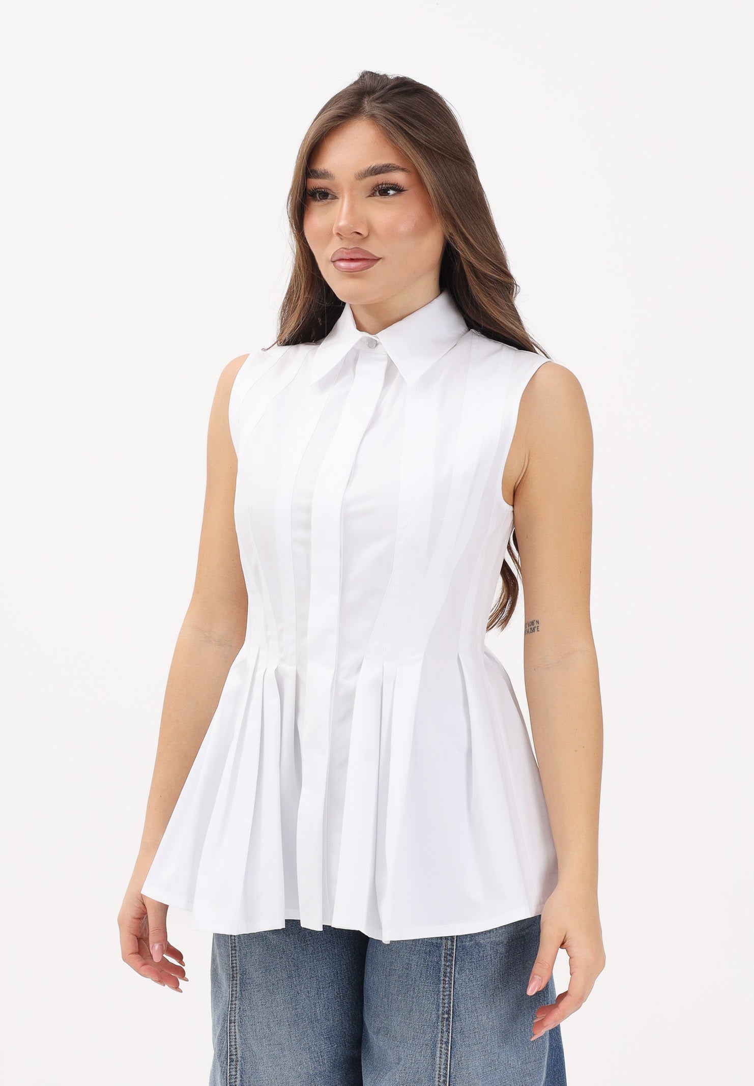 SPORTMAX Camicia smanicata SPXCERTOSA bianca da donna 2612111052600 001 SPORTMAX