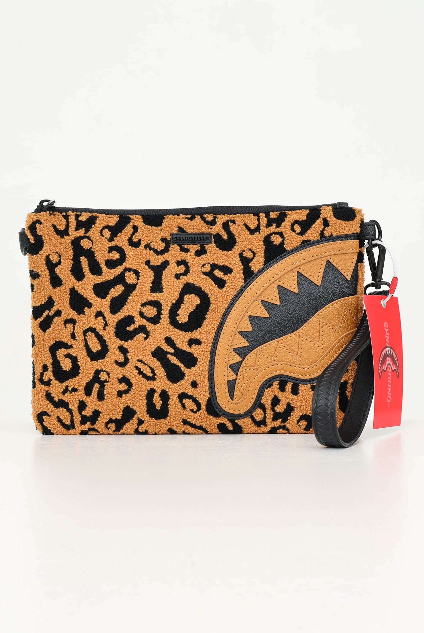 SPRAYGROUND Pochette Cheetah Chenille beige da donna 910B6897NSZ . SPRAYGROUND