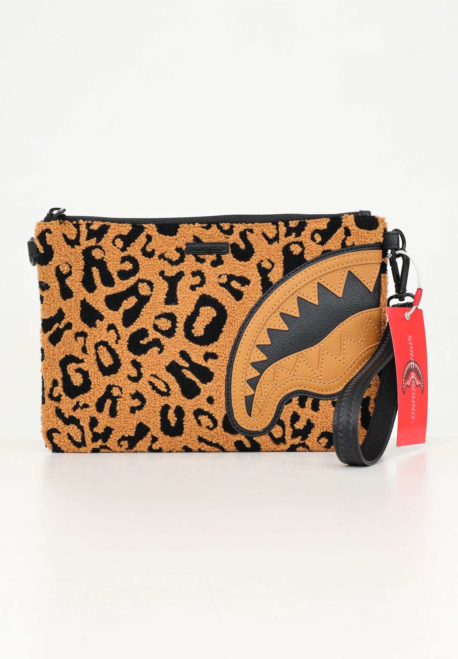 SPRAYGROUND Pochette Cheetah Chenille beige da donna 910B6897NSZ . SPRAYGROUND